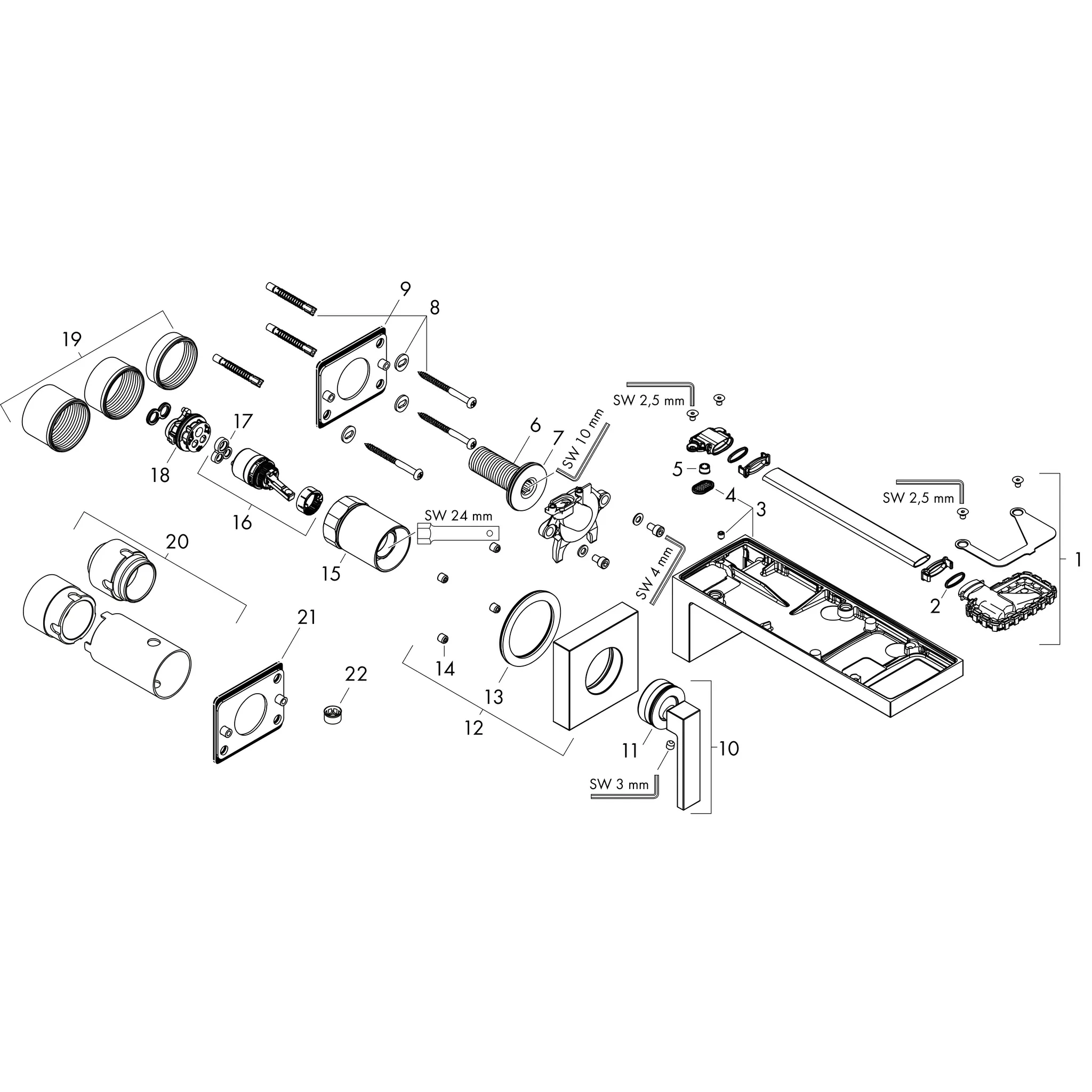 Hansgrohe AXOR MyEdition Einhebel-Waschtischmischer Unterputz Chrom Hansgrohe AXOR MyEdition Einhebel-Waschtischmischer Unterputz Chrom