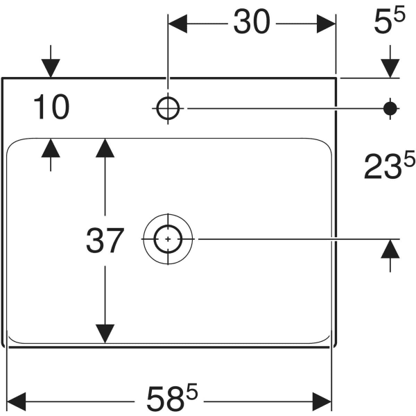 Wandwaschtisch „One“, rechteckig, Hahnlochposition mittig 60 × 48 cm in weiß alpin mit KeraTect® Wandwaschtisch „One“, rechteckig, Hahnlochposition mittig 60 × 48 cm in weiß alpin mit KeraTect®