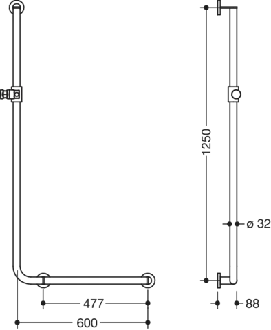 HEWI Haltegriff Ausführung rechts „System 900“ in Dunkelgrau Perlglimmer tiefmatt / Schwarz matt HEWI Haltegriff Ausführung rechts „System 900“ in Dunkelgrau Perlglimmer tiefmatt / Schwarz matt