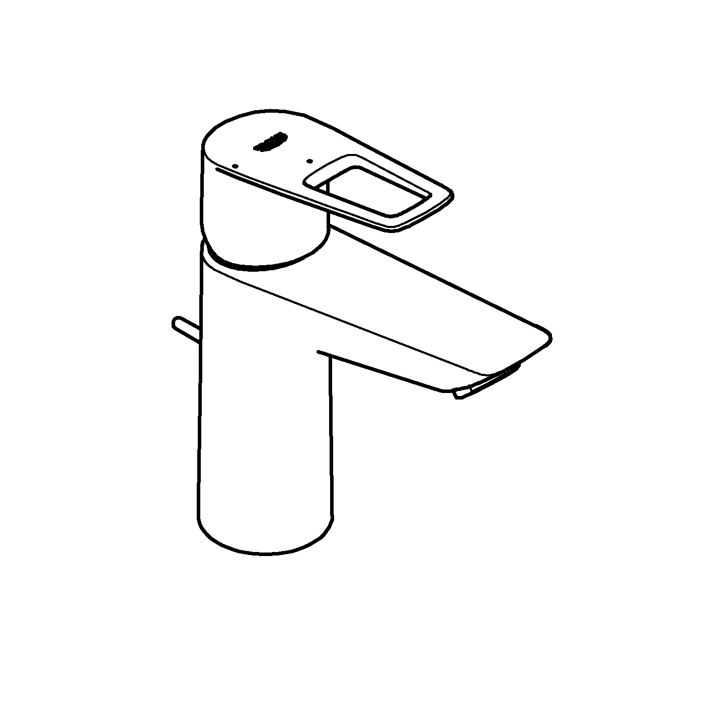 Einhand-Waschtischbatterie BauLoop 23887_1, M-Size, Energie-Sparfunktion Mittelstellung kalt, Einlochmontage, Temperaturbegrenzer, EcoJoy 5,7 l/min Mousseur, Zugstangen-Ablaufgarnitur aus Kunststoff 1 1/4″, chrom