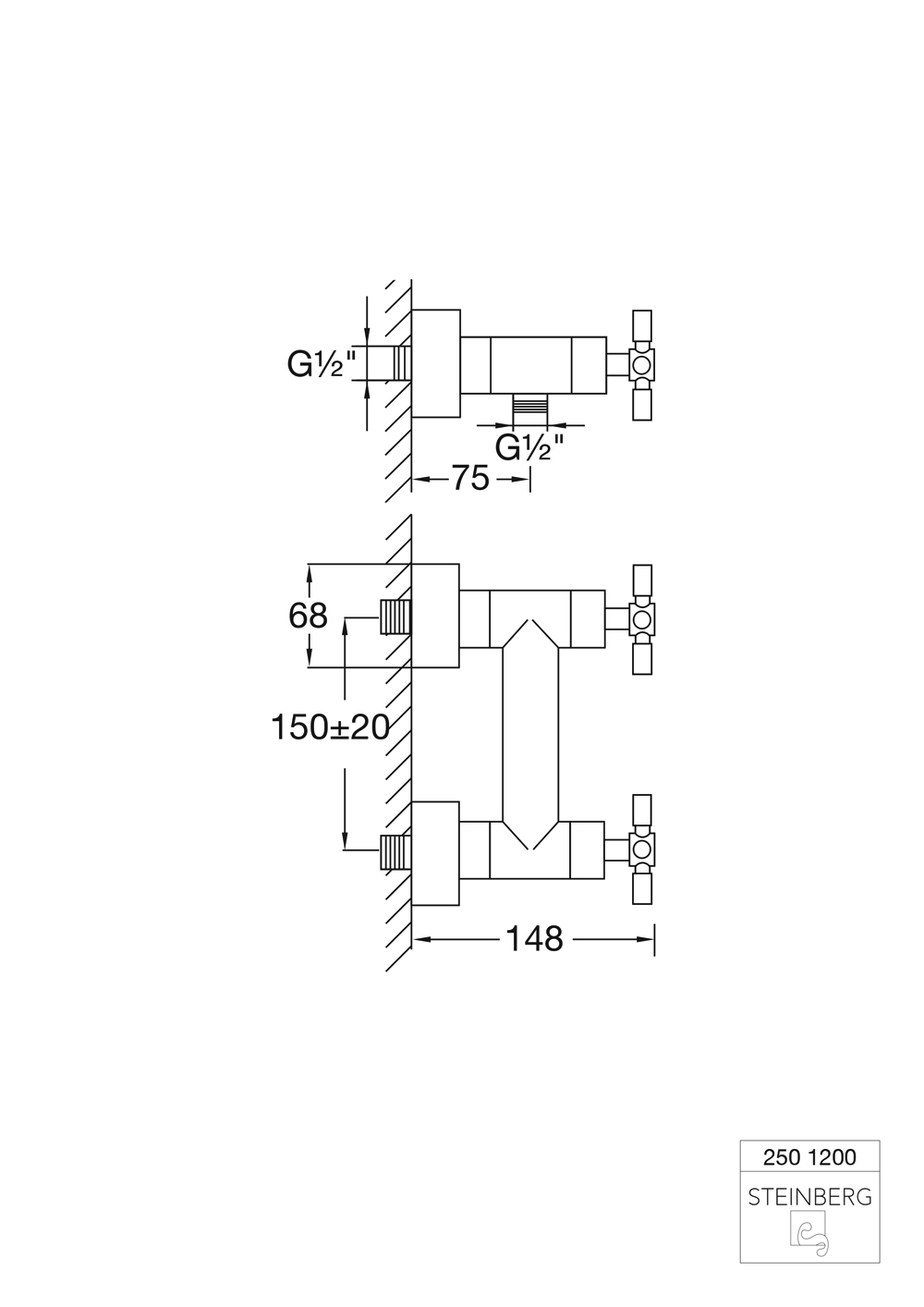Serie 250 Brause-Armatur 1/2 mit absperrbaren S-Anschlüssen Serie 250 Brause-Armatur 1/2 mit absperrbaren S-Anschlüssen