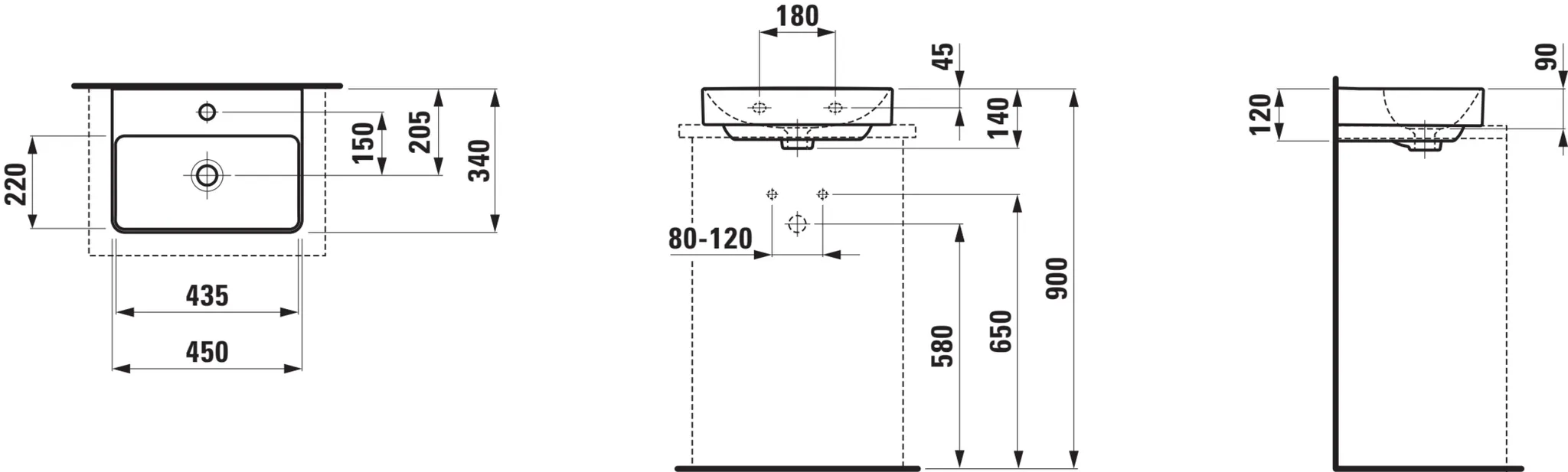 Pro X Aufsatz-HWB 81686.1, 1HL mÜL 450x340, weiß
