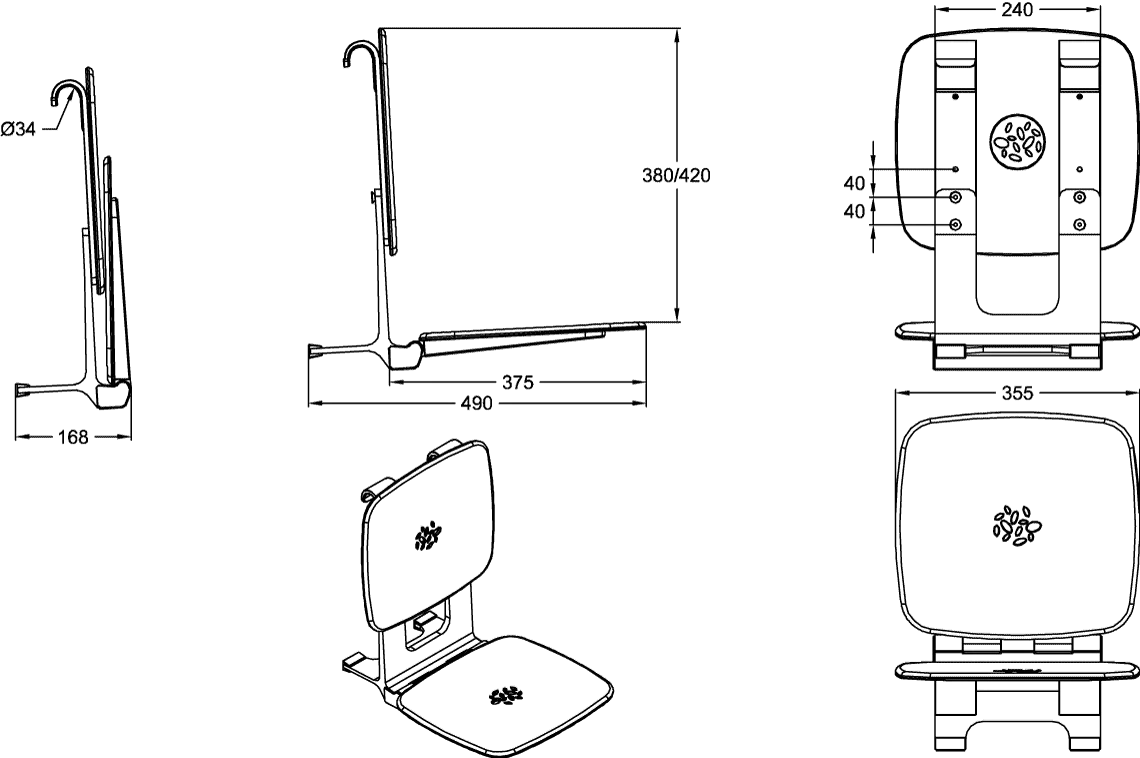 Villeroy & Boch Einhängesitz ViCare, weiß, 355 x 490 x 240 mm, Wandmontage