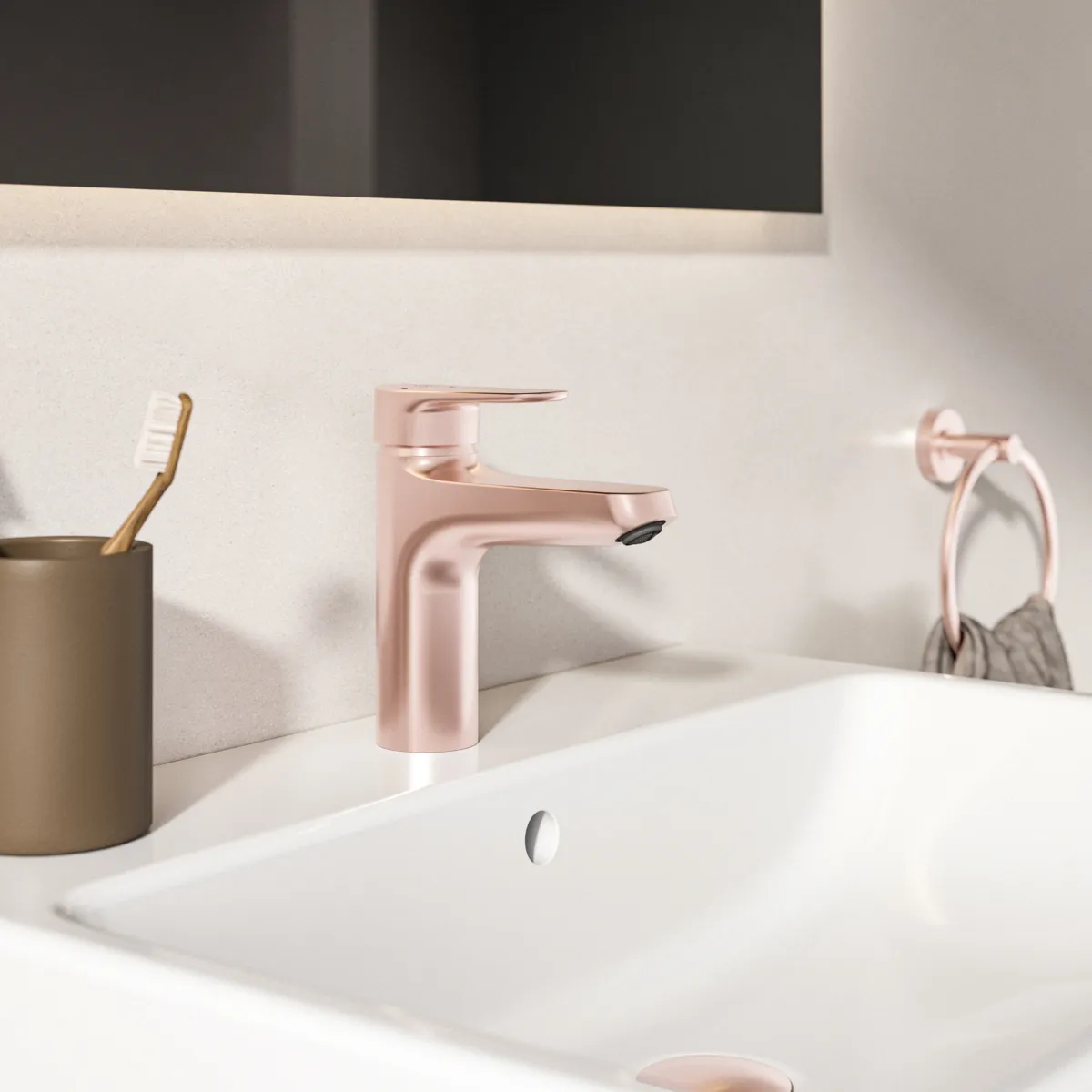 Ideal Standard Waschischarmatur Alu+ Ausladung 120mm BlueStart mit Ablaufgarnitur Rose