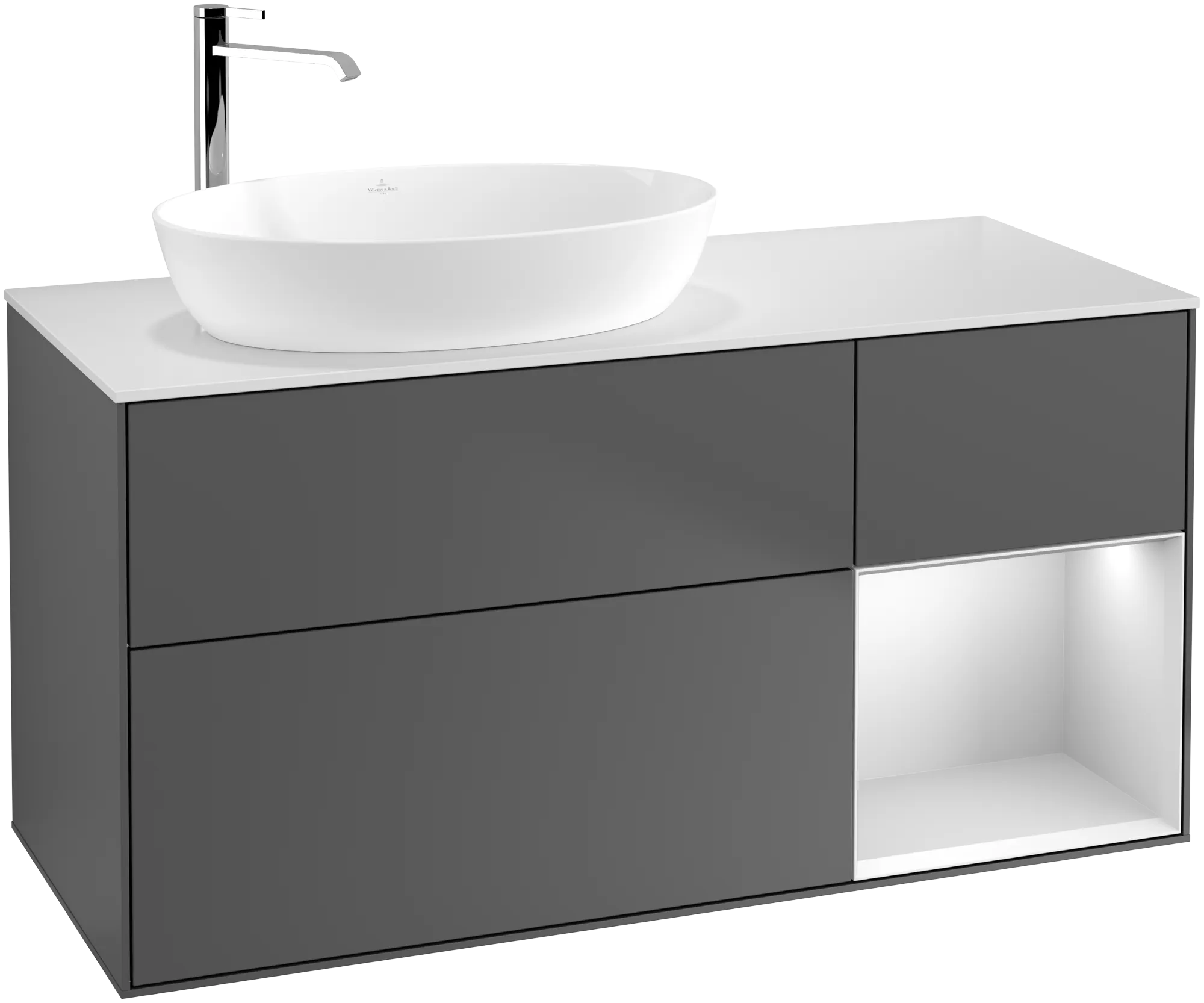 Villeroy & Boch Waschbeckenunterschrank Finion G93, anthrazit matt lackiert / weiss matt