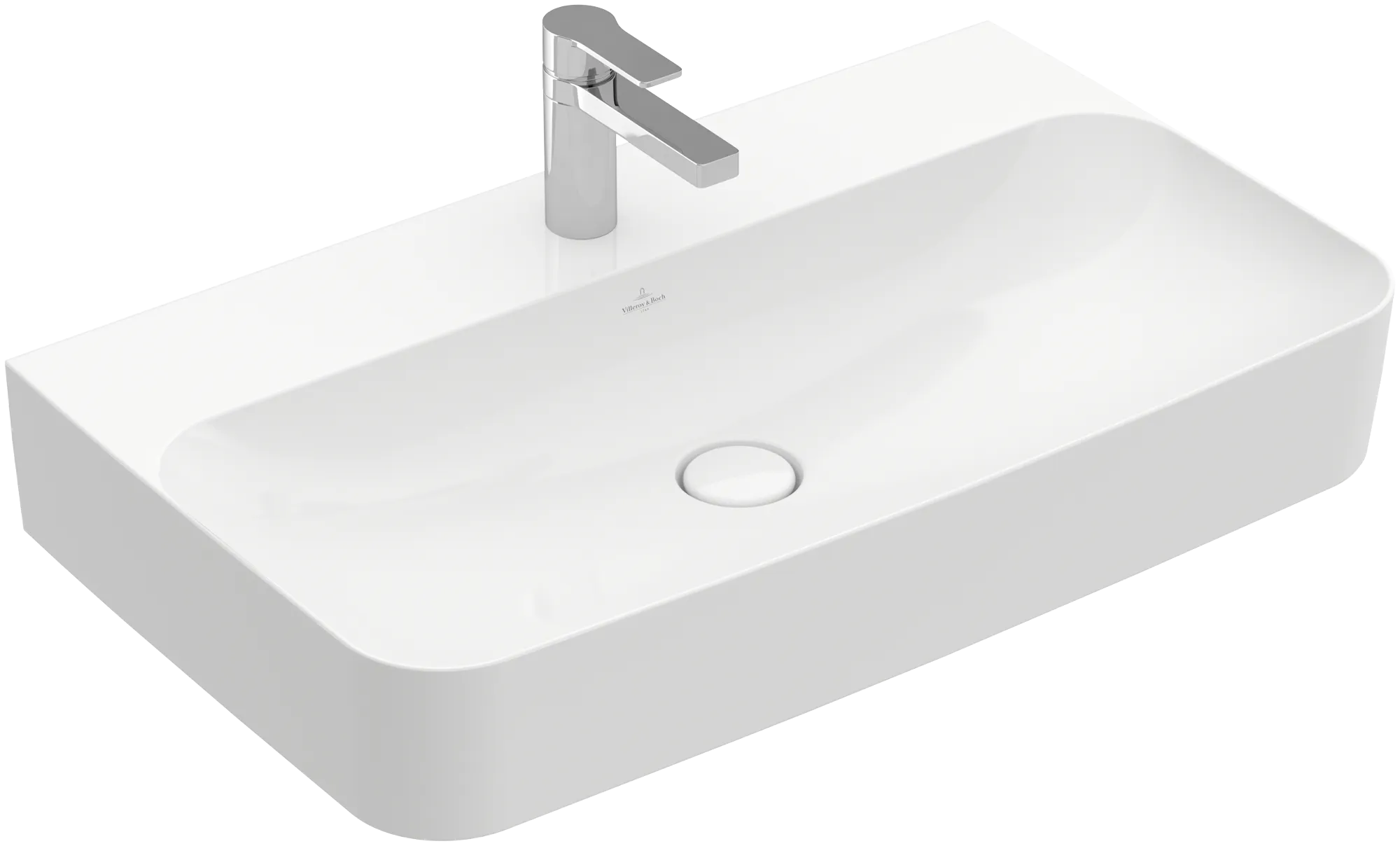 Villeroy & Boch Wandwaschtisch aus TitanCeram geschliffen „Finion“ 800 × 470 × 165 mm, mit Hahnlochbohrung, Hahnlochposition mittig in Weiß Alpin, mit CeramicPlus Villeroy & Boch Wandwaschtisch aus TitanCeram geschliffen „Finion“ 800 × 470 × 165 mm, mit Hahnlochbohrung, Hahnlochposition mittig in Weiß Alpin, mit CeramicPlus