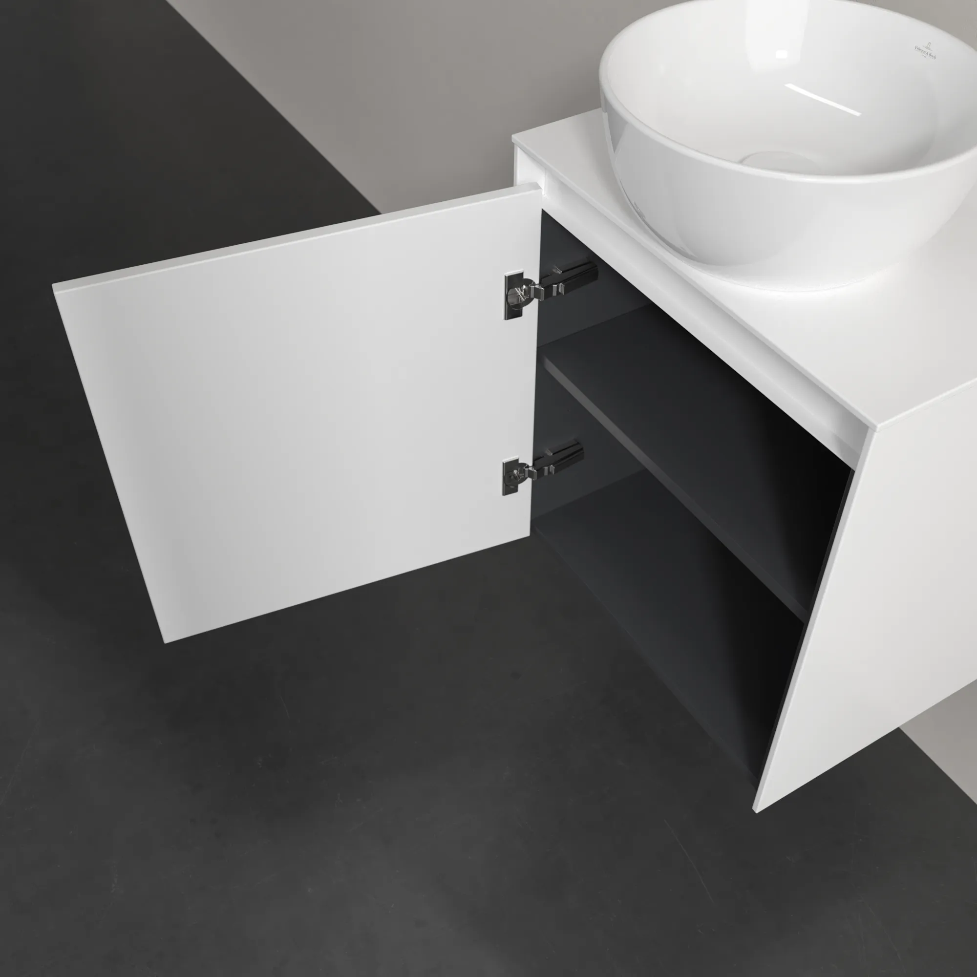 Villeroy & Boch Waschbeckenunterschrank Collaro C14800, Eckig White Matt, 500x380 mm, Höhe 548 mm, mit SoftClosing, 1 Tür, Fachboden