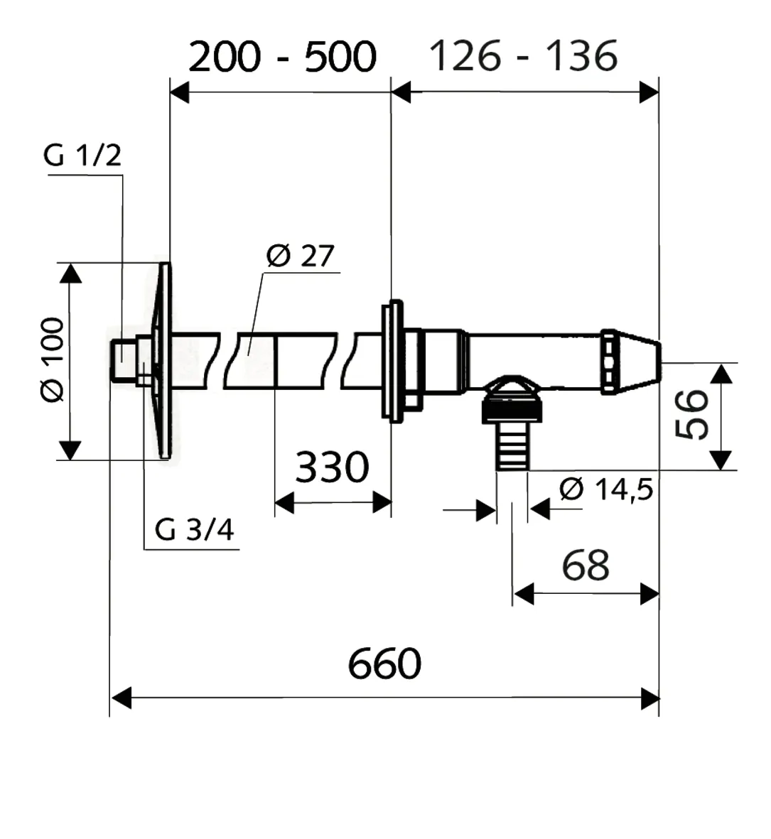 Außenwandarmatur POLAR II, Frostsicher Set, Rückflussverhinderer RV, DN 15 G 1/2 AG, Schlauchverschraubung Ø 14,5 mm (DN 20 G 3/4 AG), mattchrom Außenwandarmatur POLAR II, Frostsicher Set, Rückflussverhinderer RV, DN 15 G 1/2 AG, Schlauchverschraubung Ø 14,5 mm (DN 20 G 3/4 AG), mattchrom