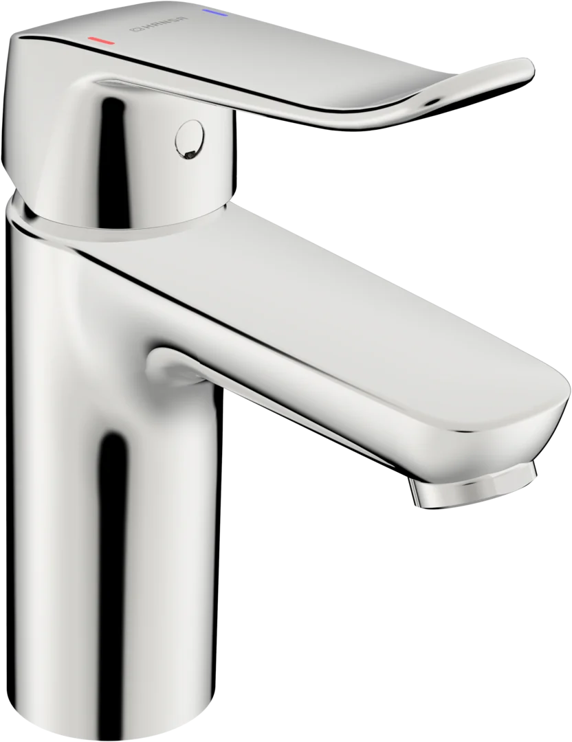 HansaCARE Einhebelmischer Waschtischbatterie HansaCARE 4602 Bedienungshebel lang Ausladung 114 mm DN15 Chrom