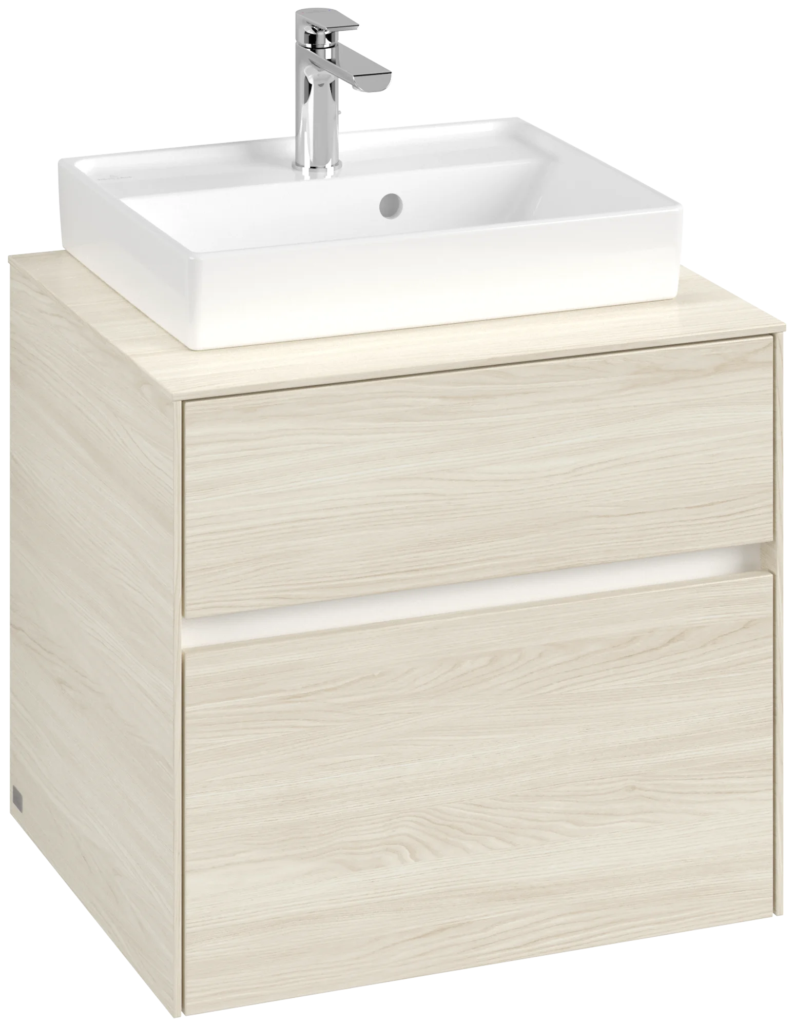 Villeroy & Boch Waschbeckenunterschrank Collaro, Eckig White Oak, 600x548x500mm, 1 Waschbecken, mittige Position, 2 Auszüge mit Antirutsch-Boden