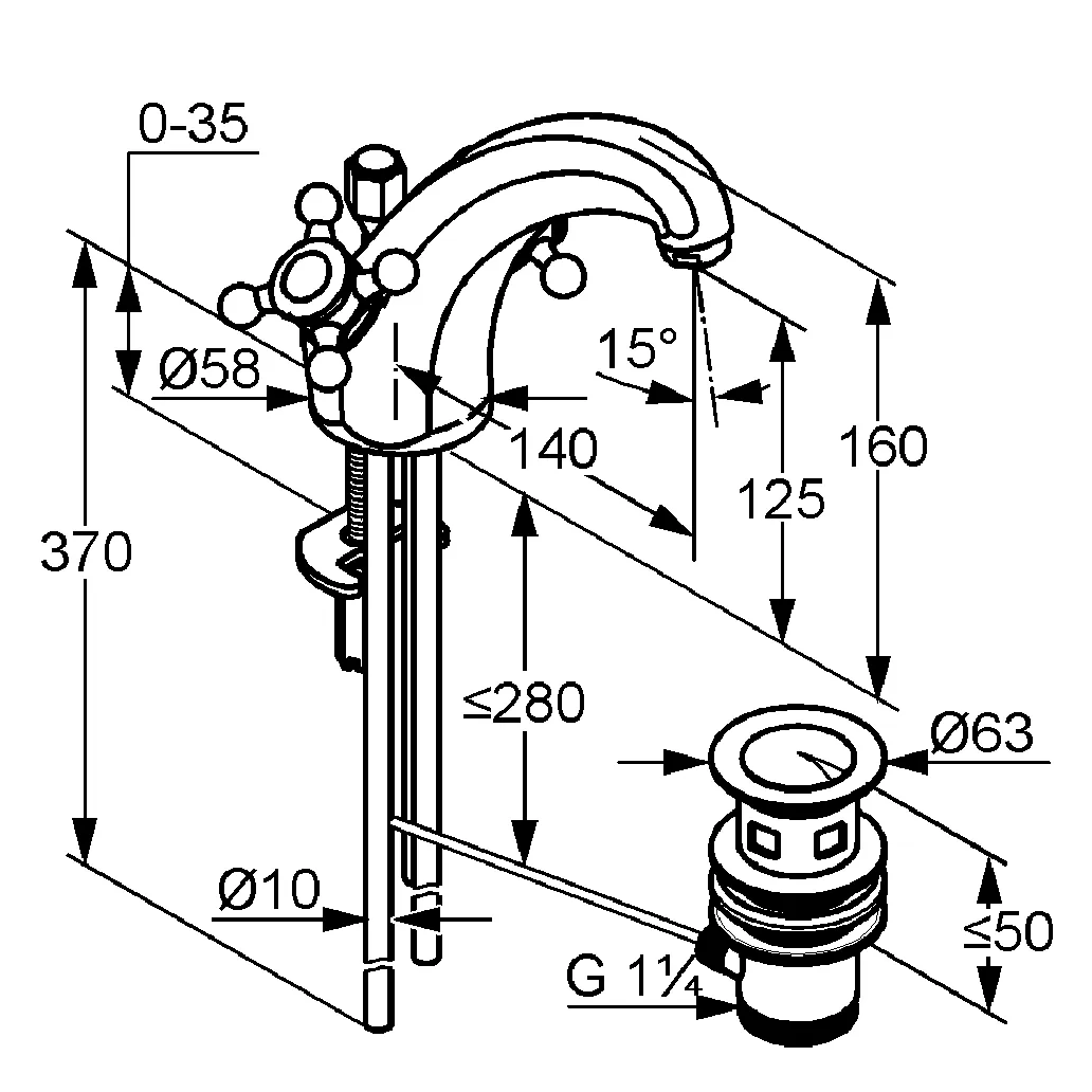 Kludi 1926 Waschtischarmatur, Ablaufgar., Auslaufhöhe 125mm, Vergoldet Kludi 1926 Waschtischarmatur, Ablaufgar., Auslaufhöhe 125mm, Vergoldet