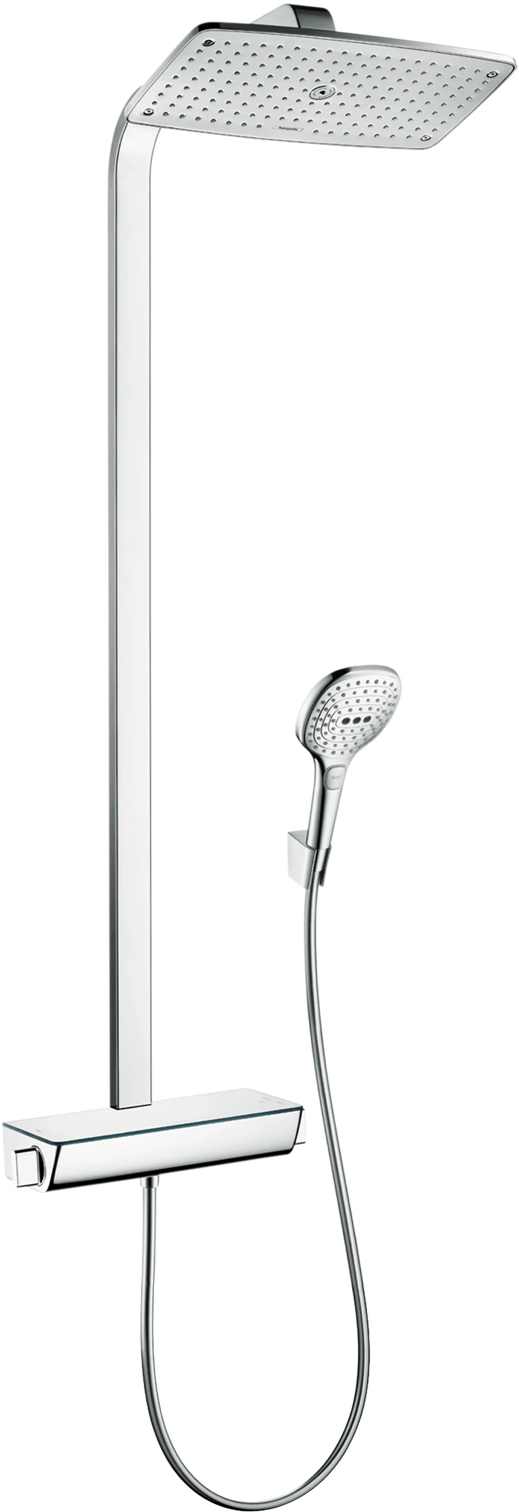 Hansgrohe Showerpipe Raindance E weiss/chrom, 360 x 190 mm, Thermostat, Aufputzinstallation