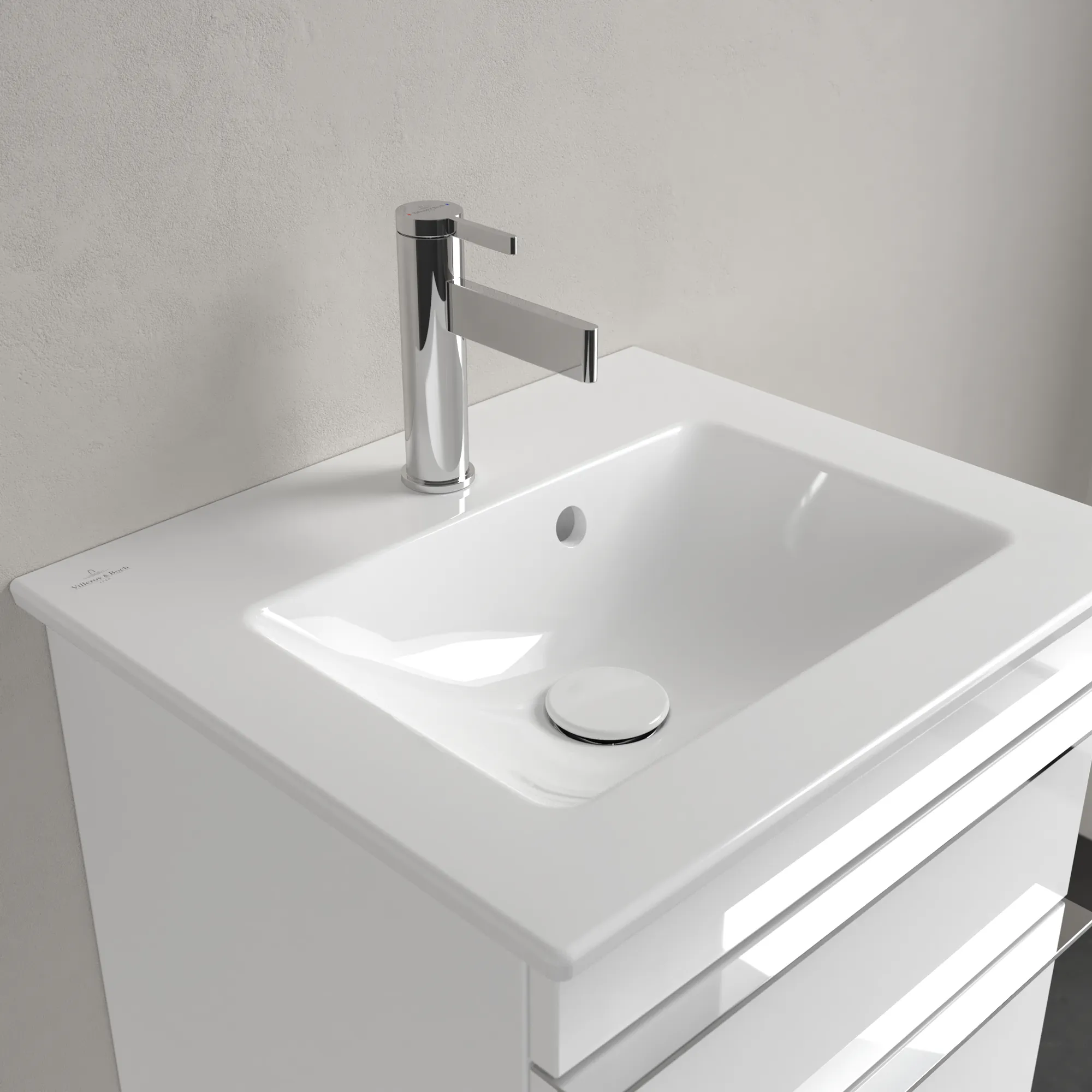 Villeroy & Boch Handwaschbecken „Venticello“ 500 × 420 × 150 mm, mit Hahnlochbohrung, Hahnlochposition mittig in Weiß Alpin Villeroy & Boch Handwaschbecken „Venticello“ 500 × 420 × 150 mm, mit Hahnlochbohrung, Hahnlochposition mittig in Weiß Alpin