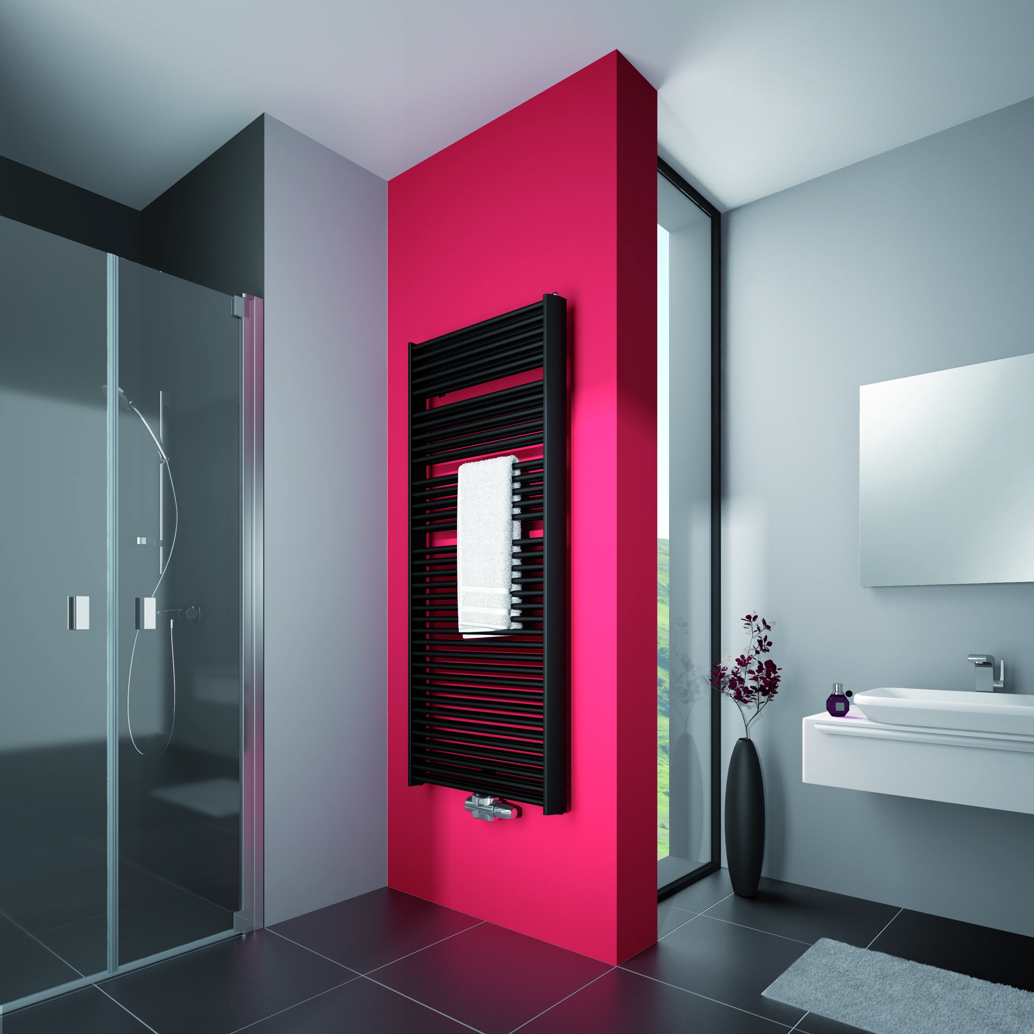 Arbonia Design-Heizkörper „Duolino®“ 63,4 × 118,8 cm in glanzsilber Metallic