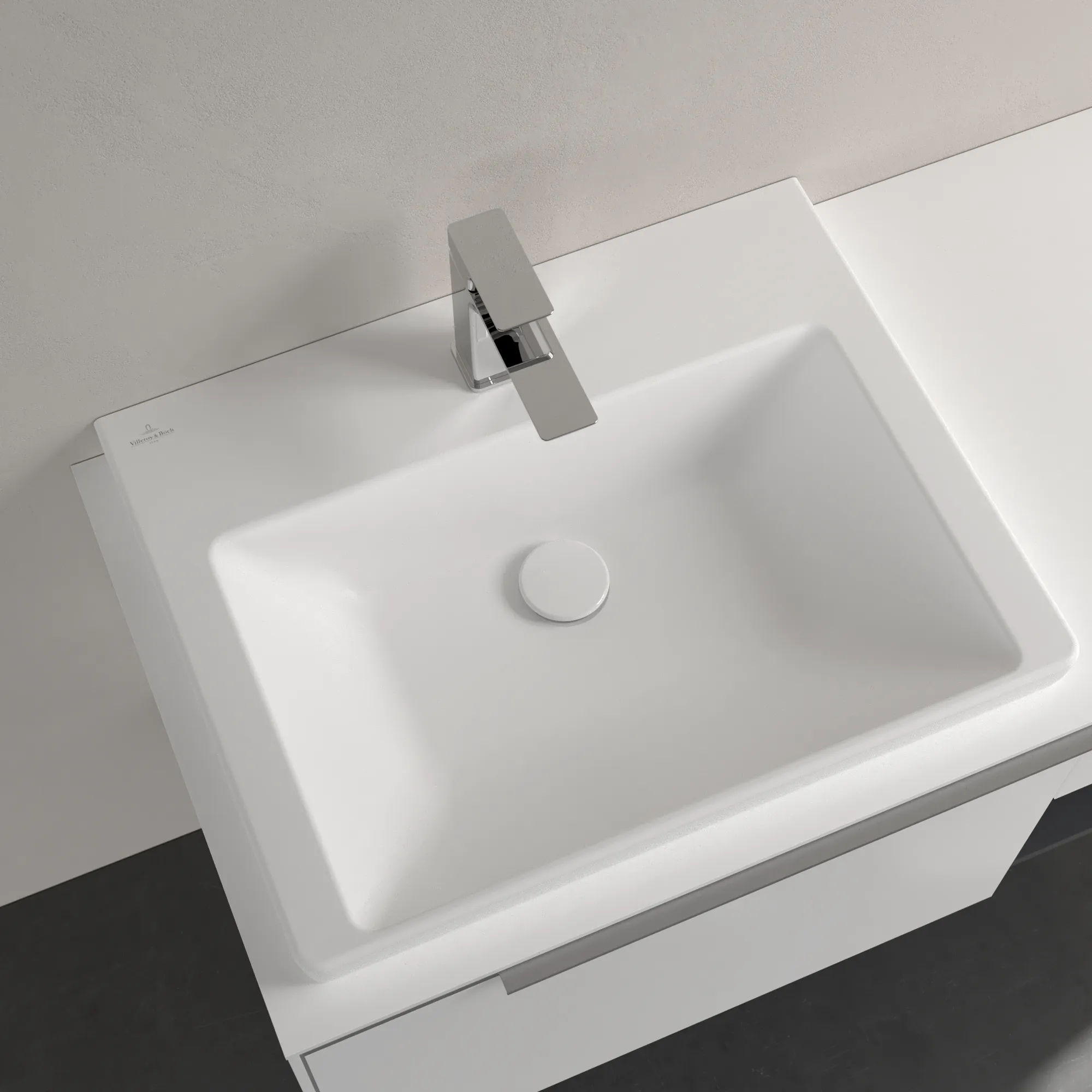 Villeroy & Boch Schrankwaschtisch Subway 3.0 4A706L, Stone White CeramicPlus, 600x470x165mm, TitanCeram, matt, Wandmontage