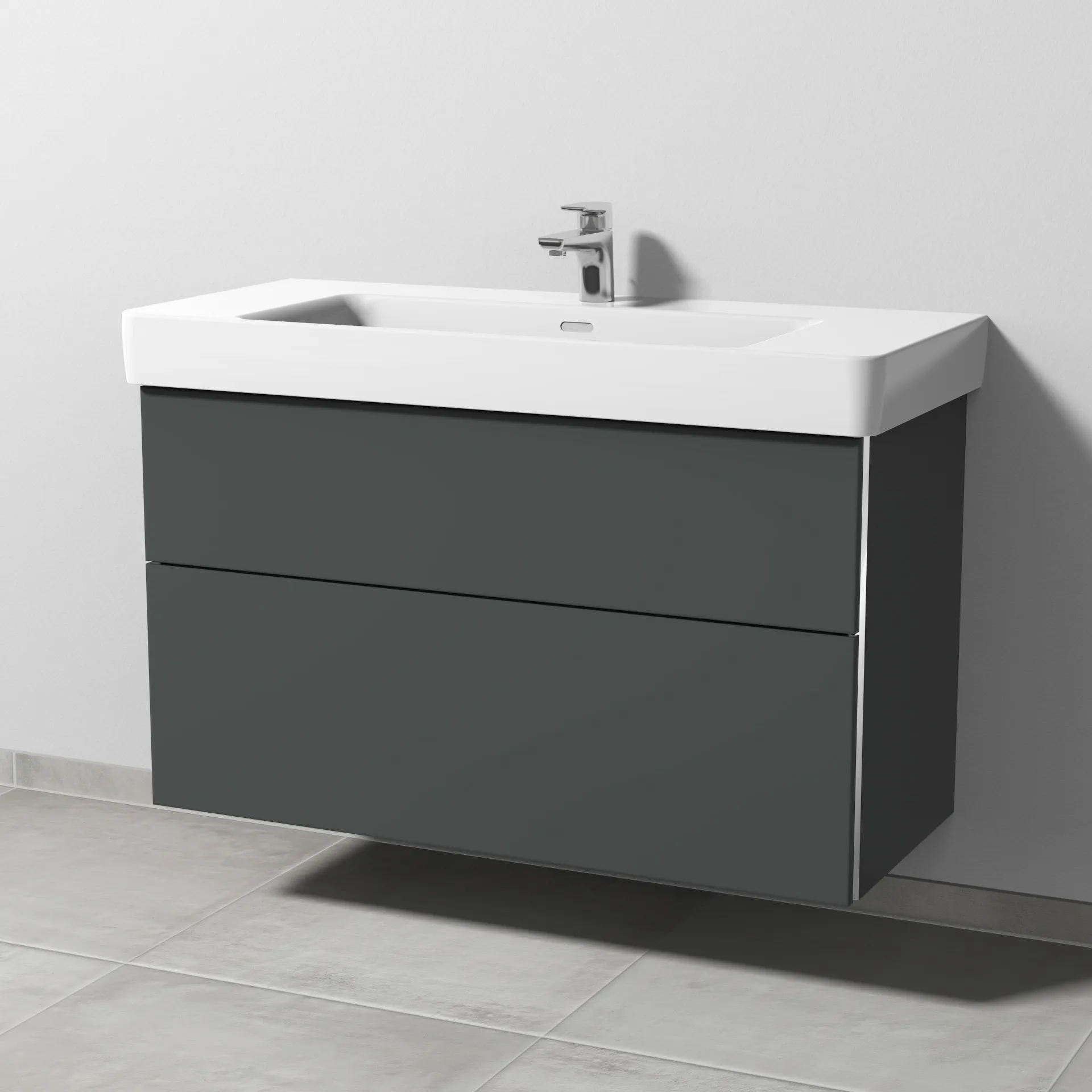 Sanipa Waschtischunterschrank „3way“ passend zu Keramik-Waschtische Pro S von Laufen 1000 × 593 × 437 mm in Anthrazit (matt), Becken mittig Sanipa Waschtischunterschrank „3way“ passend zu Keramik-Waschtische Pro S von Laufen 1000 × 593 × 437 mm in Anthrazit (matt), Becken mittig