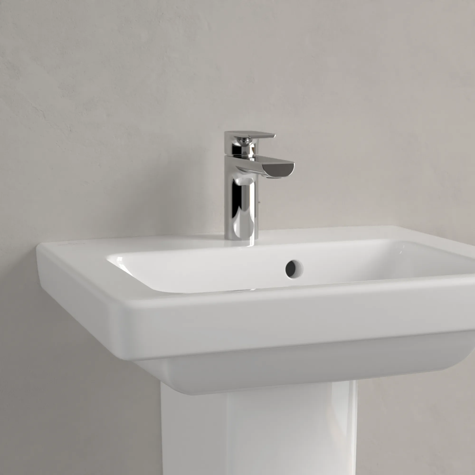Villeroy & Boch Handwaschbecken „Subway 2.0“ 500 × 400 × 140 mm, mit Hahnlochbohrung, Hahnlochposition mittig, mit Hahnlochbank in Weiß Alpin Villeroy & Boch Handwaschbecken „Subway 2.0“ 500 × 400 × 140 mm, mit Hahnlochbohrung, Hahnlochposition mittig, mit Hahnlochbank in Weiß Alpin