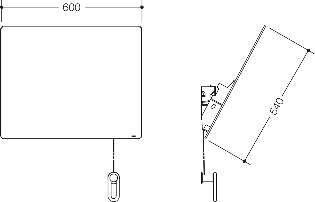 HEWI Kippspiegel „Serie 801“ 60 × 54 cm in Anthrazitgrau