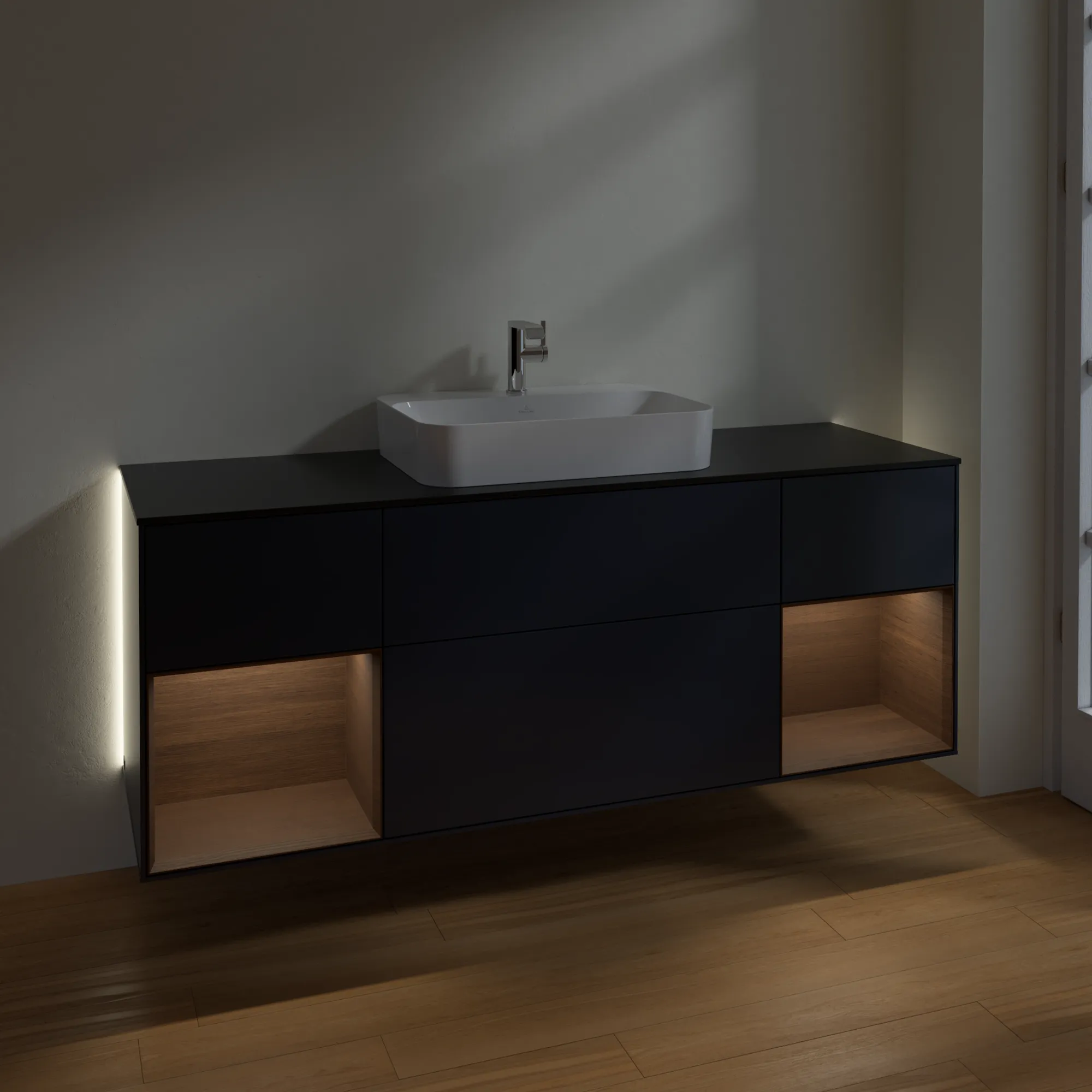 Villeroy & Boch Waschtischunterschrank „Finion“ für Schrankwaschtisch 1600 × 603 × 501 mm Midnight Blue Matt Lacquer, für Becken mittig