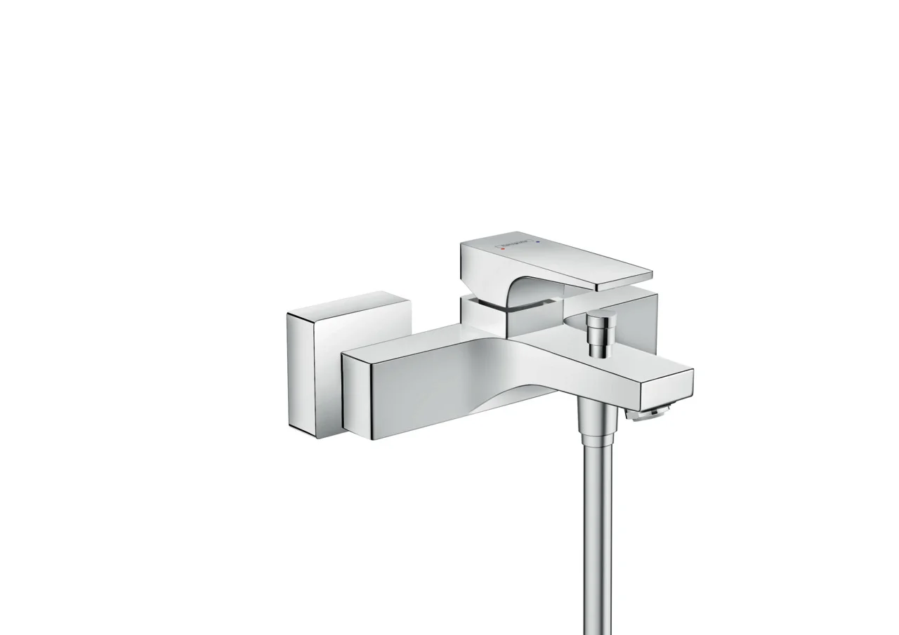 Hansgrohe Metropol Wannenmischer Aufputz, Chrom, Ausladung 180 mm, 2 Verbraucher, Keramikmischsystem