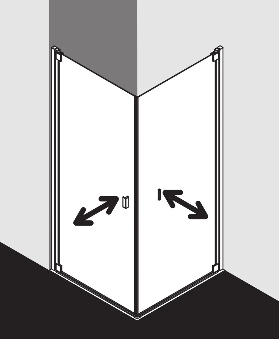 Kermi Duschtür 1-flügelig links für Ecke „RAYA“ Glas Klar, Profile Silber Hochglanz, BV: 770 - 800 mm GAK: 755 - 785 mm WE: 780 - 810 mm H: 1850 mm