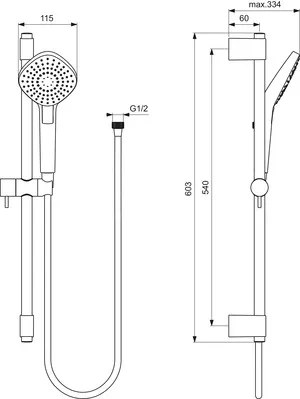 Brausekombi. Idealrain Evo, 600mm, 3-Funktionshandbrause Diamond Durchmesser:115mm, Chrom Brausekombi. Idealrain Evo, 600mm, 3-Funktionshandbrause Diamond Durchmesser:115mm, Chrom