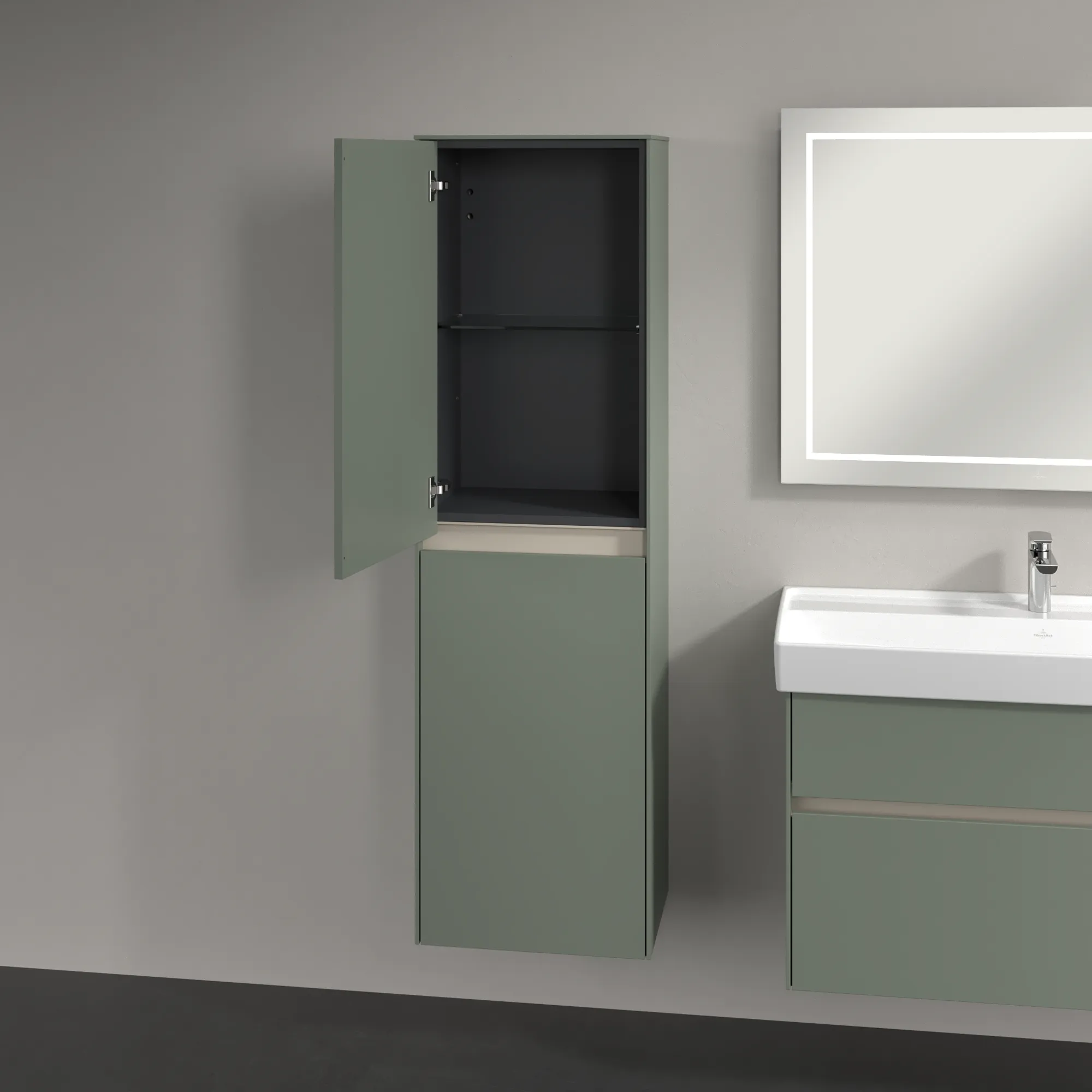 Villeroy & Boch Hochschrank mit Wäschekorb „Collaro“ 45,4 × 153,8 × 34,9 cm ohne Beleuchtung, Anschlag links, 1 Tür Villeroy & Boch Hochschrank mit Wäschekorb „Collaro“ 45,4 × 153,8 × 34,9 cm ohne Beleuchtung, Anschlag links, 1 Tür