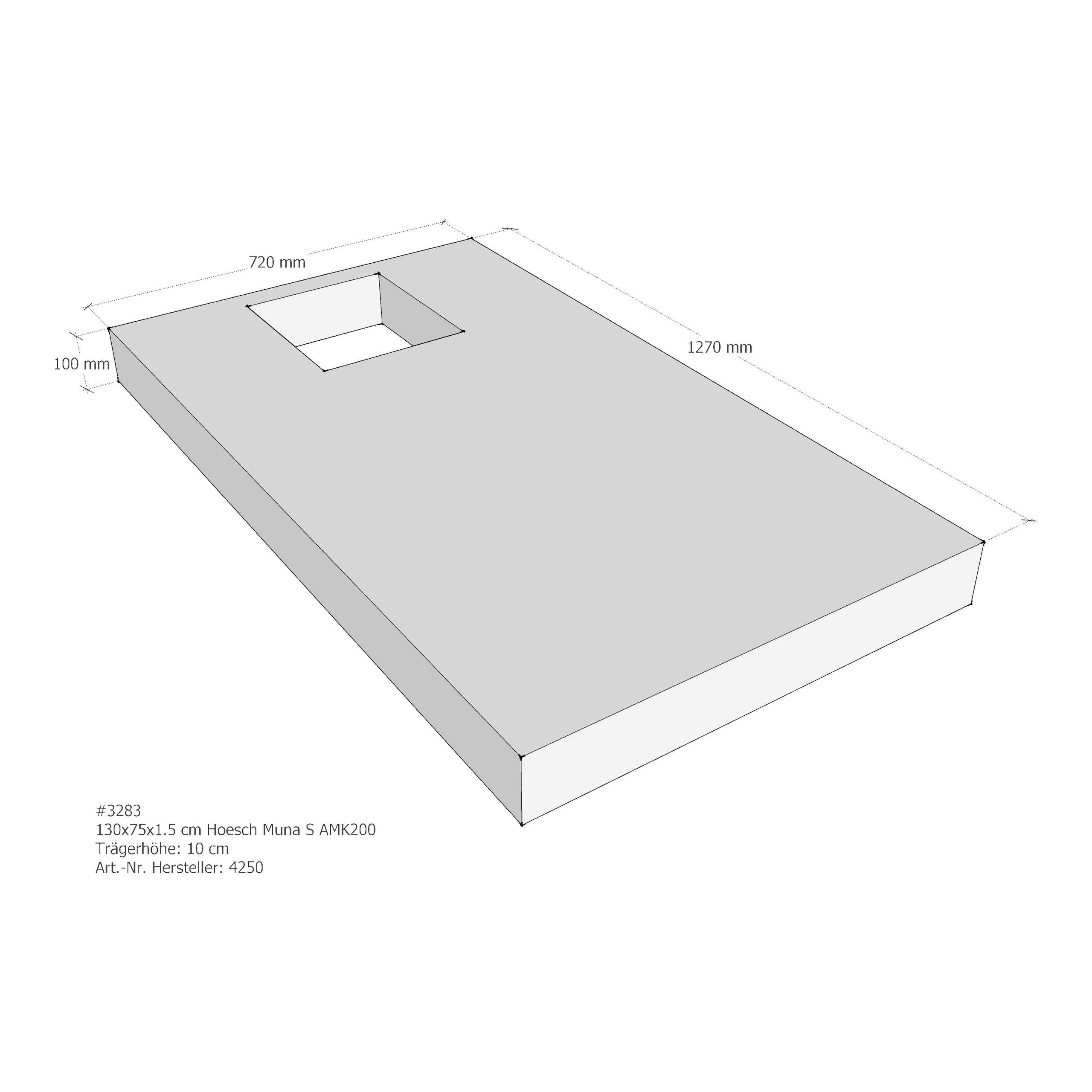 Duschwannenträger für Hoesch Muna S 130 × 75 × 1,5 cm