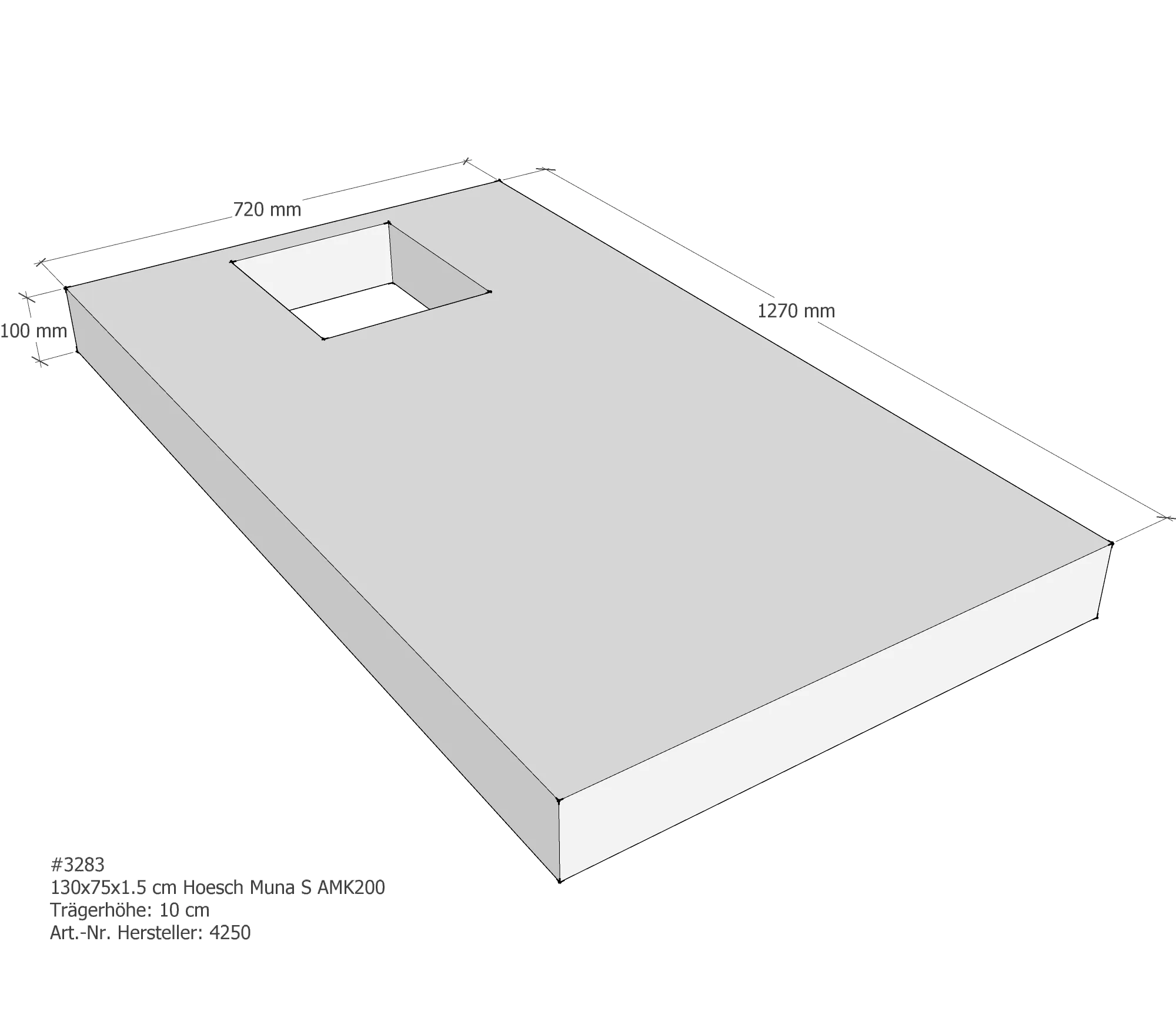 Duschwannenträger passend für Hoesch Muna S 130 × 75 × 1,5 cm Duschwannenträger passend für Hoesch Muna S 130 × 75 × 1,5 cm