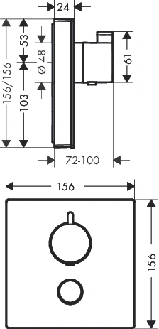 Thermostat UP ShowerSelect Glas FS Highflow 1 Verbr./1 Ausg.weiss/chrom