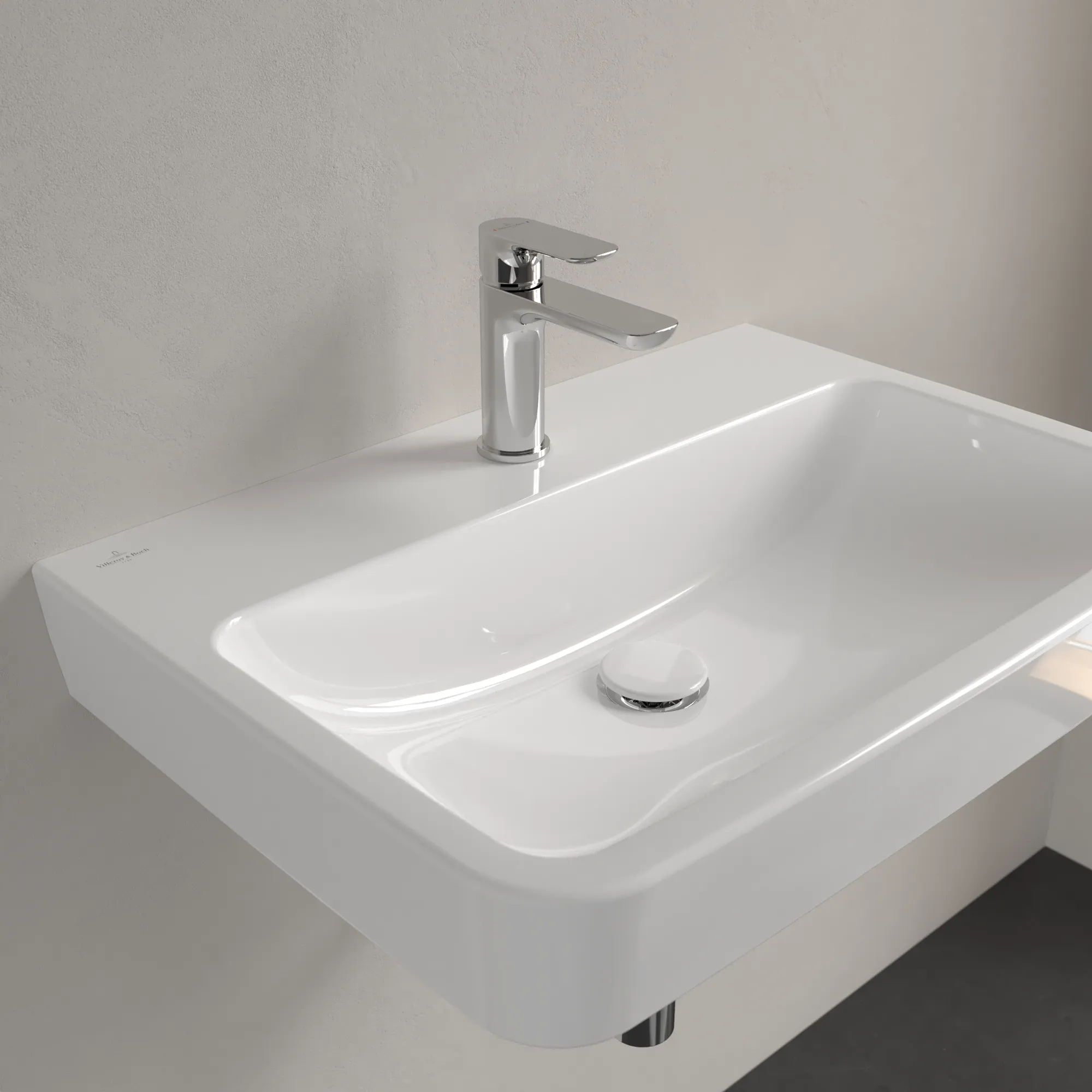 Villeroy & Boch Einbau-/Aufsatz Wandwaschtisch geschliffen „O.novo“ 650 × 460 × 175 mm, für Becken mittig, mit Hahnlochbohrung, Hahnlochposition mittig in Weiß Alpin Villeroy & Boch Einbau-/Aufsatz Wandwaschtisch geschliffen „O.novo“ 650 × 460 × 175 mm, für Becken mittig, mit Hahnlochbohrung, Hahnlochposition mittig in Weiß Alpin