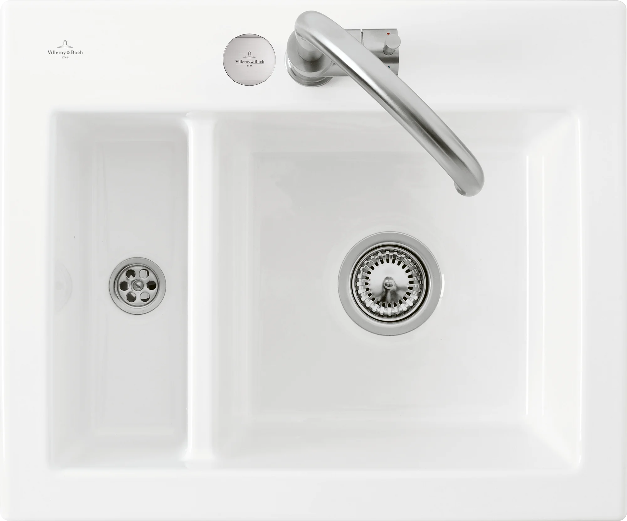 Villeroy & Boch Subway 60 XM flat, flächenbündige Spüle, 585 x 475 mm, Weiß Alpin CeramicPlus