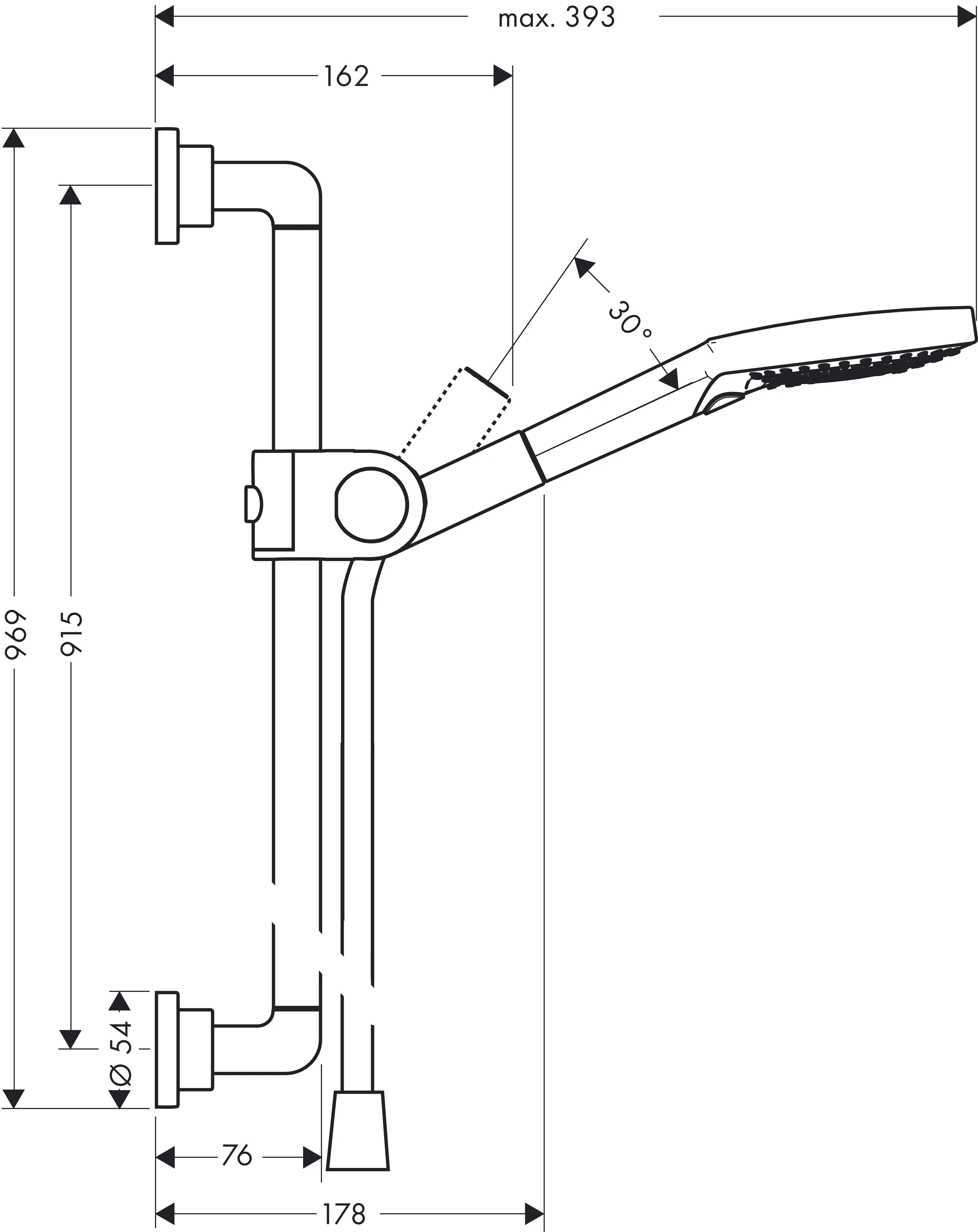 Brausenset Axor Citterio 900mm chrom mit Handbrause 120 3jet