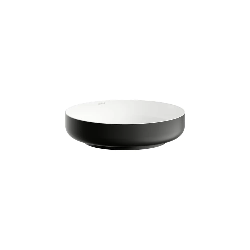 Laufen Waschtisch-Schale SONDO rund ohne Armaturenloch ohne Überlauf glasierter Stahl 400 x 400 x 102 mm in Bicolor Schwarz/Weiß Laufen Waschtisch-Schale SONDO rund ohne Armaturenloch ohne Überlauf glasierter Stahl 400 x 400 x 102 mm in Bicolor Schwarz/Weiß
