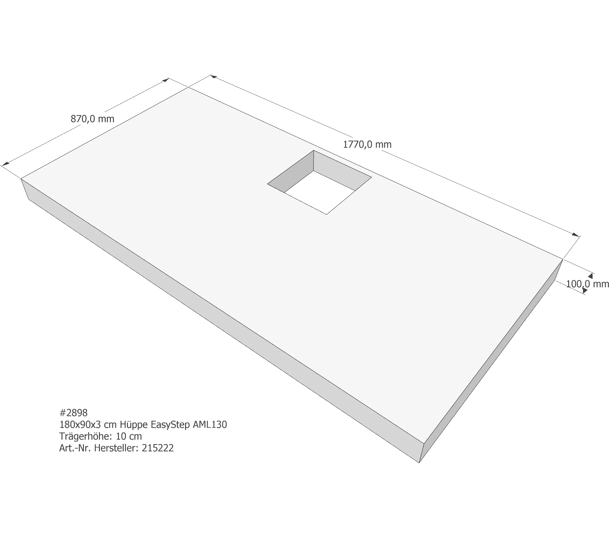 Duschwannenträger passend für Hüppe EasyStep 180 × 90 × 3 cm Duschwannenträger passend für Hüppe EasyStep 180 × 90 × 3 cm