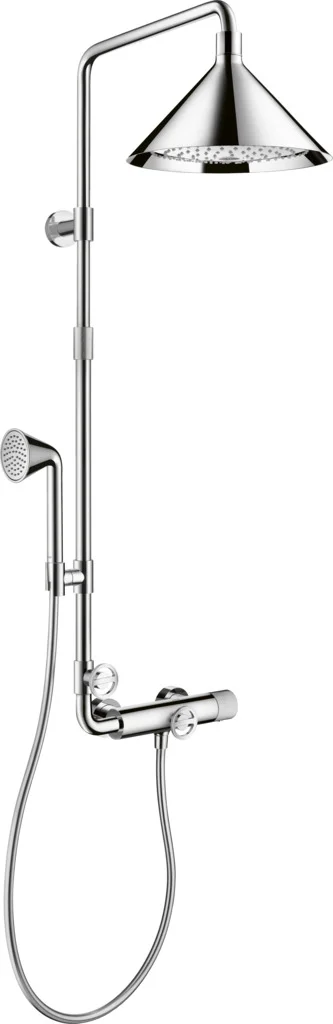 Hansgrohe AXOR Showers/front Showerpipe mit Thermostat und Kopfbrause 240 2jet, Chrom, Brausekopfgröße: 279 mm, Brausearmlänge: 470 mm