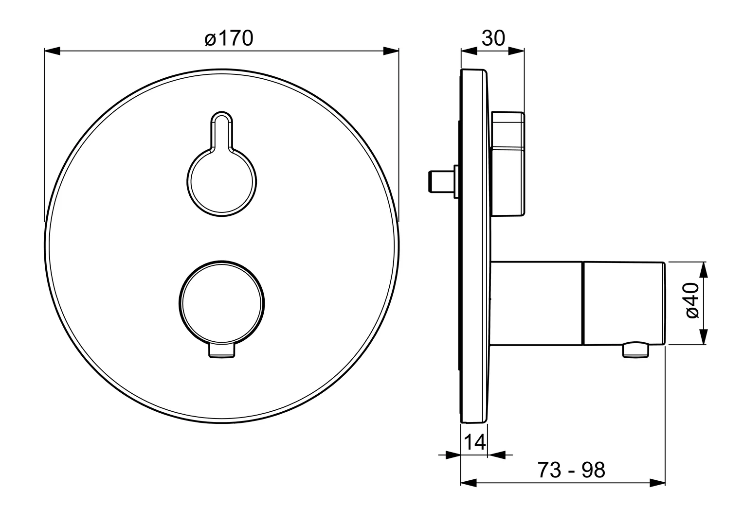 HansaVAROX Duscharmatur Wandmontage, Fertigmontageset für Brausebatterie HansaVAROX PRO 4057 Rosette rund Chrom