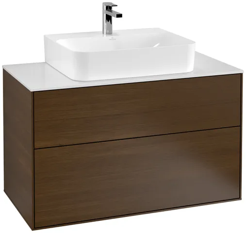 Villeroy & Boch Waschtischunterschrank „Finion“ für Schrankwaschtisch 1000 × 603 × 501 mm Walnut Veneer, für Becken mittig Villeroy & Boch Waschtischunterschrank „Finion“ für Schrankwaschtisch 1000 × 603 × 501 mm Walnut Veneer, für Becken mittig