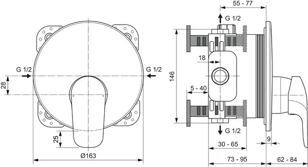 Ideal Standard Ceraflex Armaturen Unterputz Bausatz 2, Rosette 163x163mm, Chrom Ideal Standard Ceraflex Armaturen Unterputz Bausatz 2, Rosette 163x163mm, Chrom