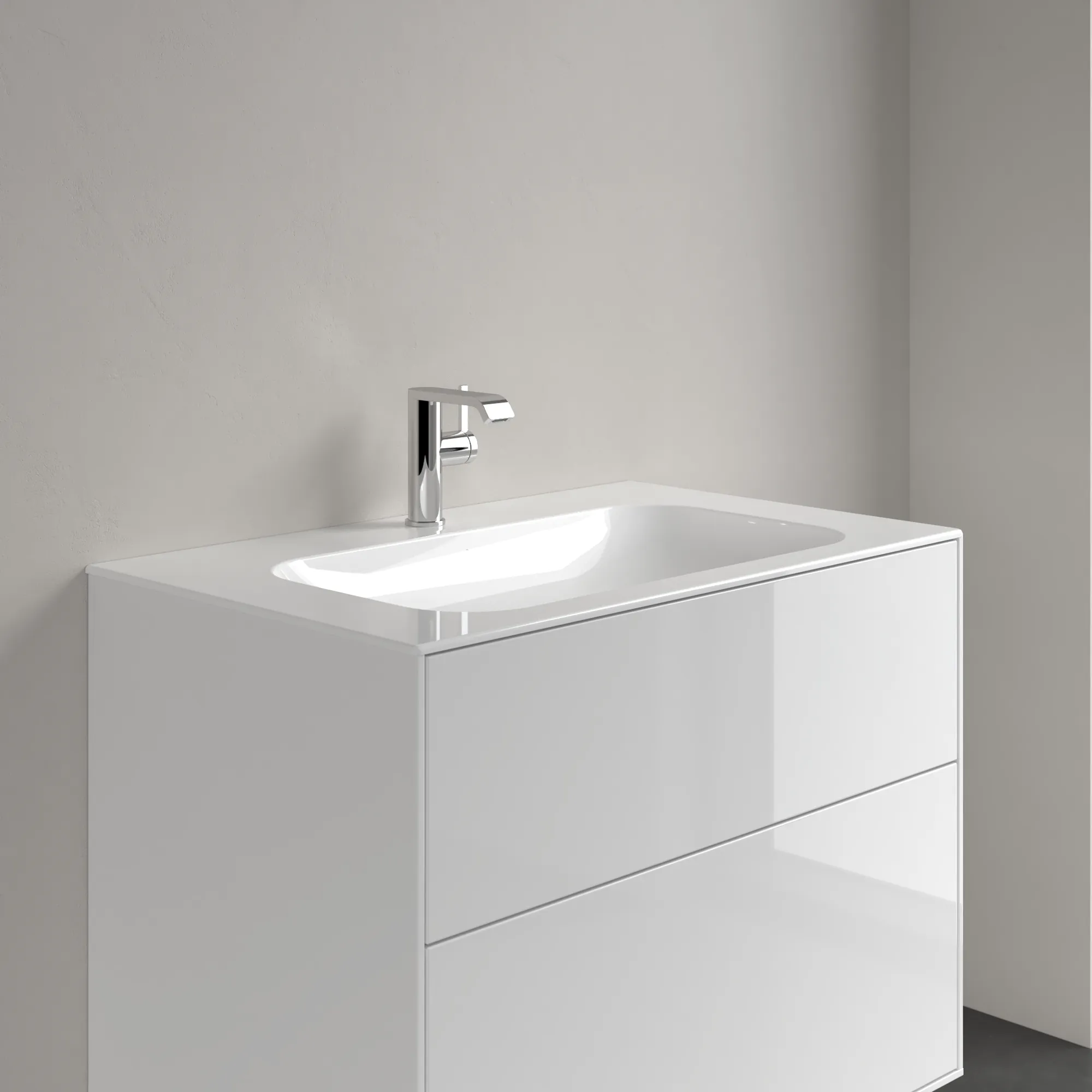 Villeroy & Boch Schrankwaschtisch aus TitanCeram „Finion“ 800 × 500 × 160 mm, mit Hahnlochbohrung, Hahnlochposition mittig in Weiß Alpin, mit CeramicPlus Villeroy & Boch Schrankwaschtisch aus TitanCeram „Finion“ 800 × 500 × 160 mm, mit Hahnlochbohrung, Hahnlochposition mittig in Weiß Alpin, mit CeramicPlus