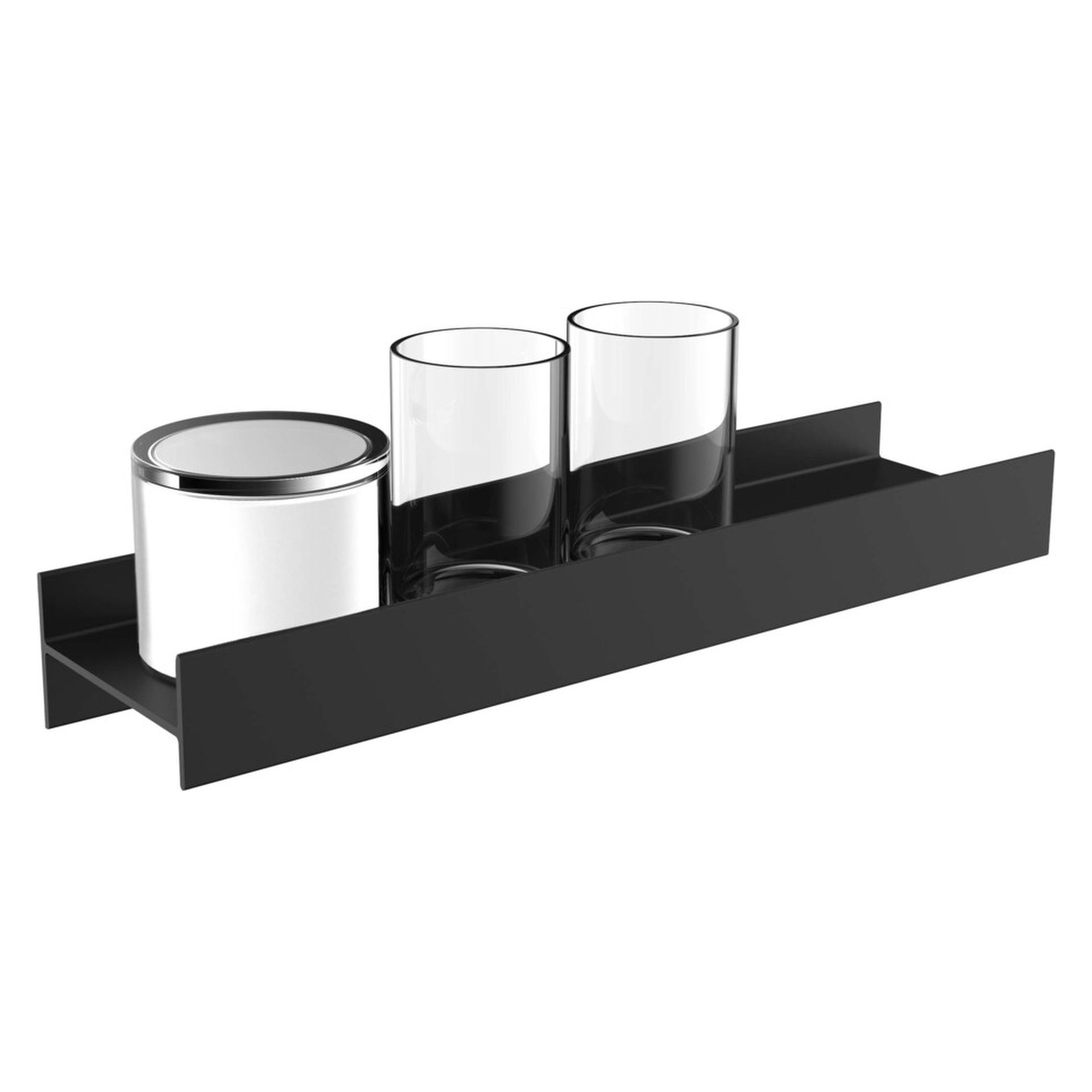 Dreifachhalter Aura 2x Mundspülglas und Flüssigseifenspender klar, schwarz