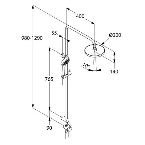 LOGO Dual Shower System mit 3S Handbrause chrom