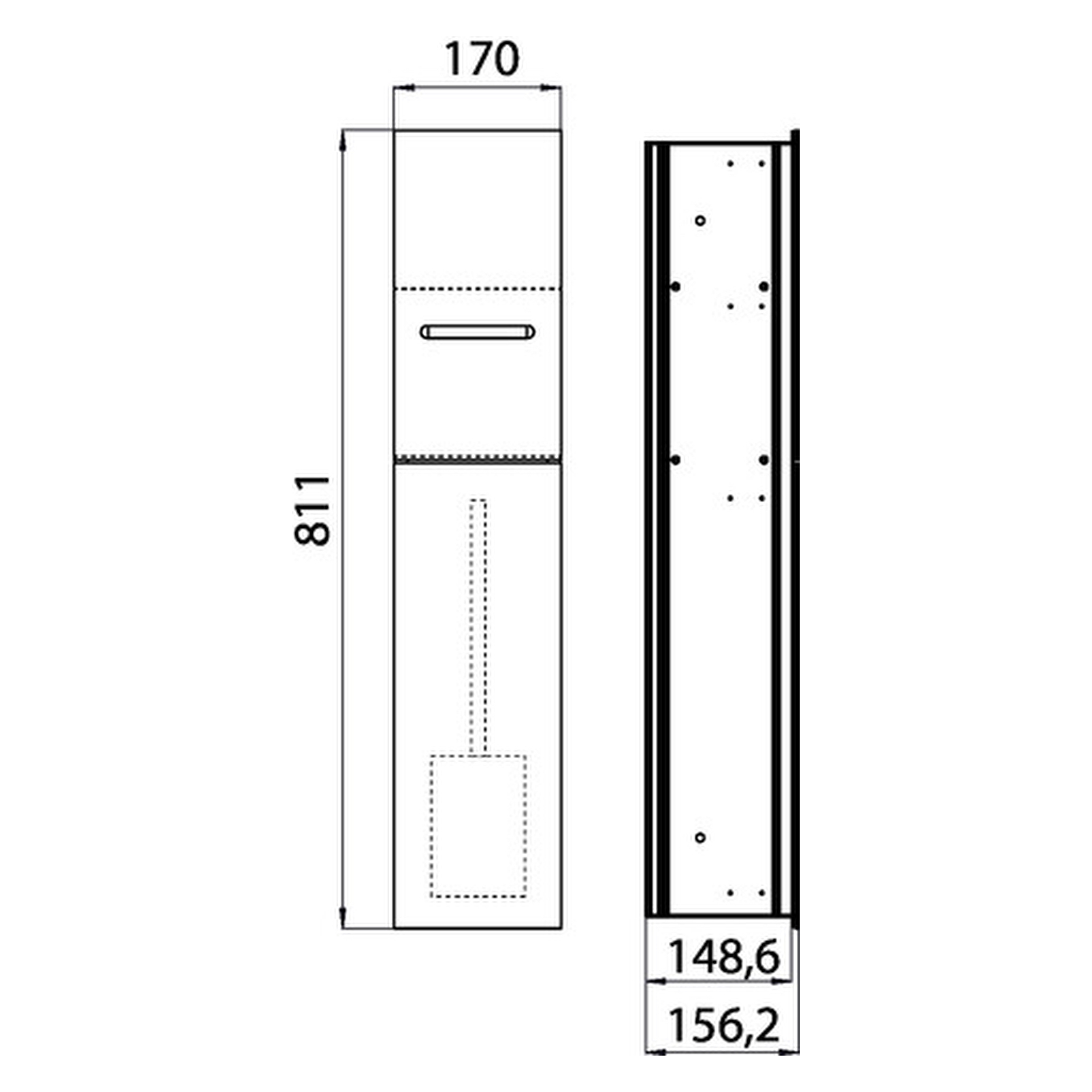 emco WC-Modul „asis module 2.0“, Anschlag links 17 × 81,1 × 15,62 cm in schwarz