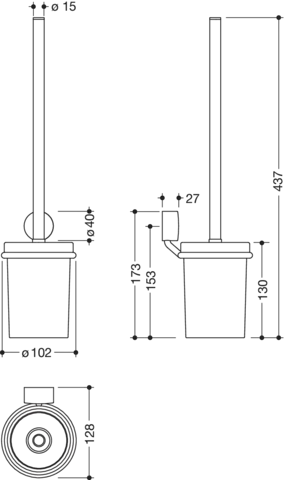 HEWI Toilettenbürstengarnitur „System 815“ 10,2 × 43,7 cm HEWI Toilettenbürstengarnitur „System 815“ 10,2 × 43,7 cm