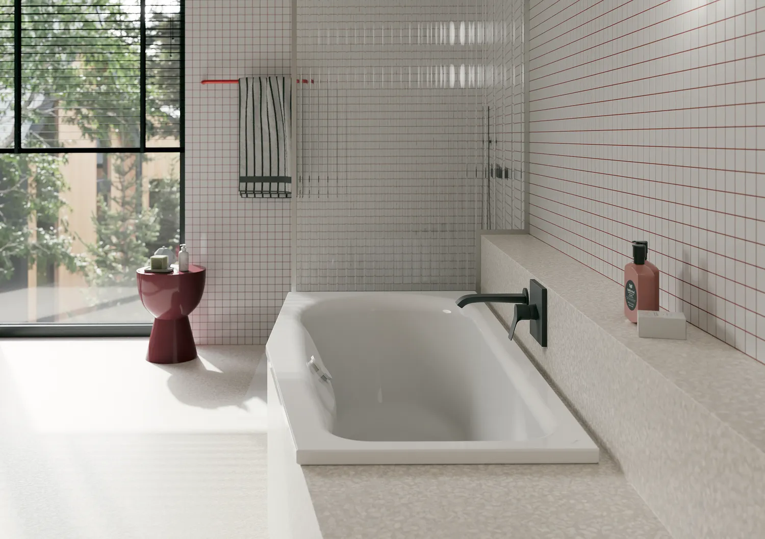 BetteLuna Badewanne rechts 1700x750x450 mm Capri glasierter Titan-Stahl 30 mm Randhöhe 1-Sitzer Raumspar-Badewanne Einbau Unterbau