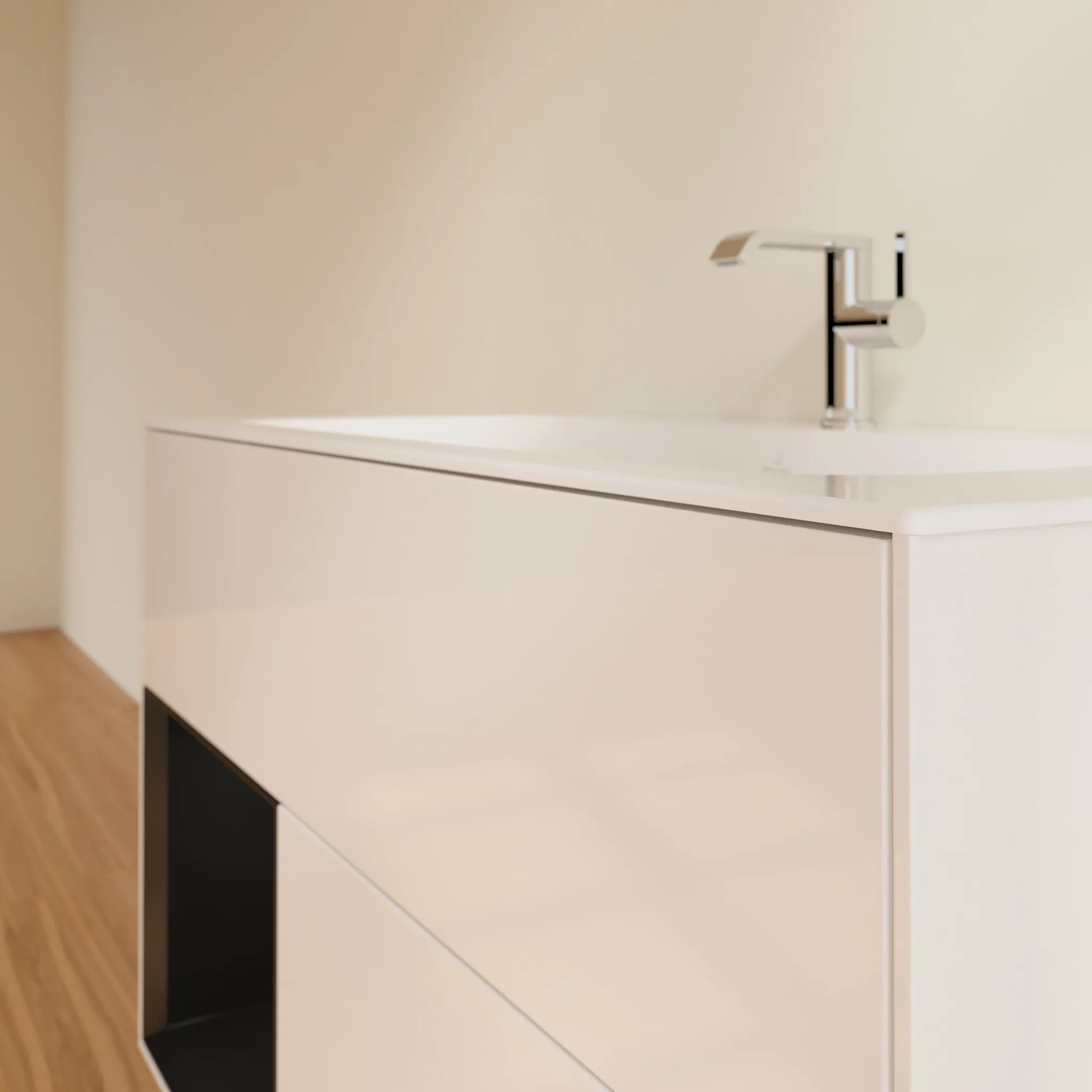 Villeroy & Boch Finion Waschbeckenunterschrank F03 996x591x498mm Glossy White Lacquer / Black Matt Lacquer Villeroy & Boch Finion Waschbeckenunterschrank F03 996x591x498mm Glossy White Lacquer / Black Matt Lacquer