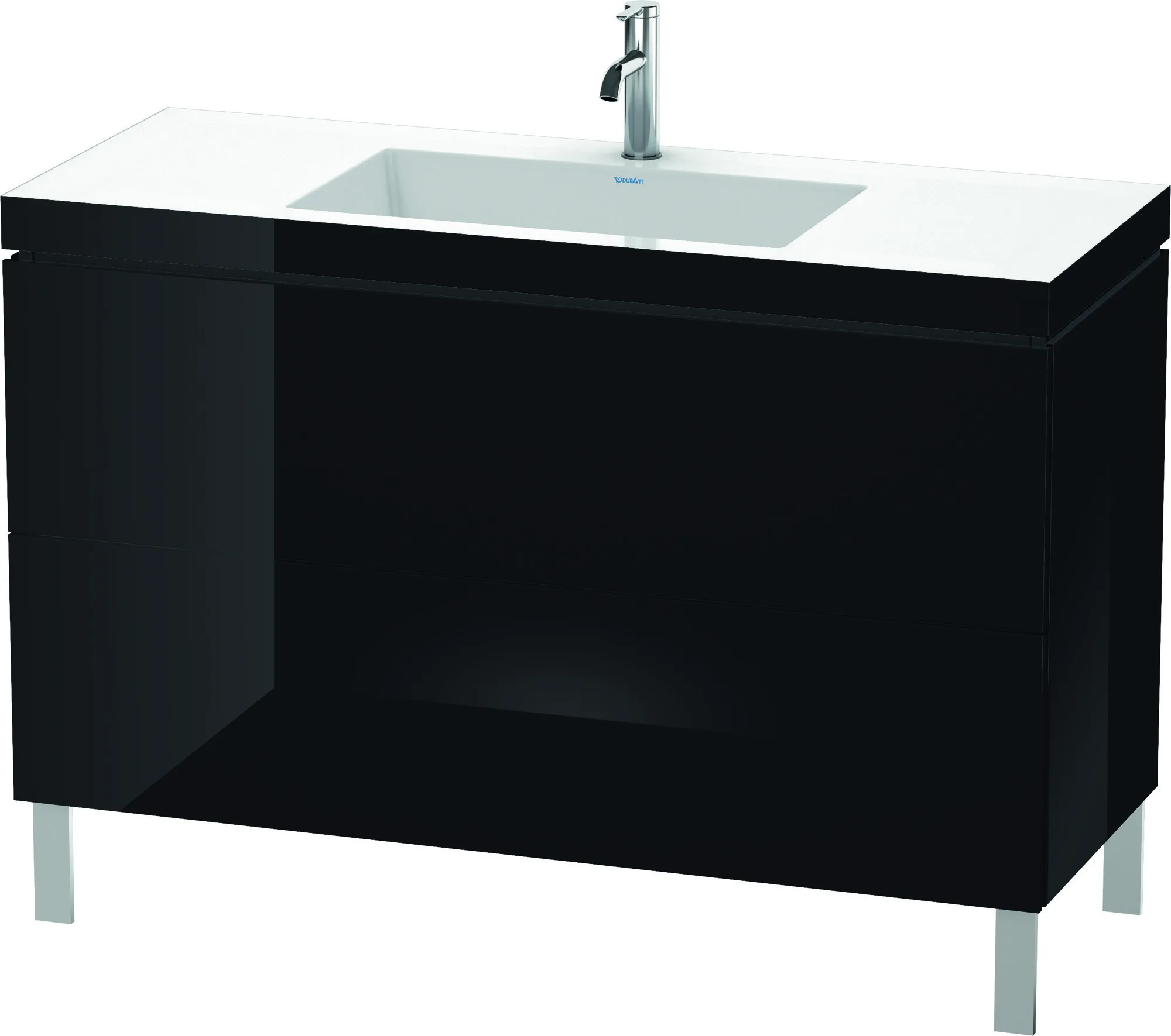 Duravit Waschtischunterschrank bodenstehend „L-Cube“ 120 × 69,8 × 48 cm Schwarz Hochglanz Duravit Waschtischunterschrank bodenstehend „L-Cube“ 120 × 69,8 × 48 cm Schwarz Hochglanz