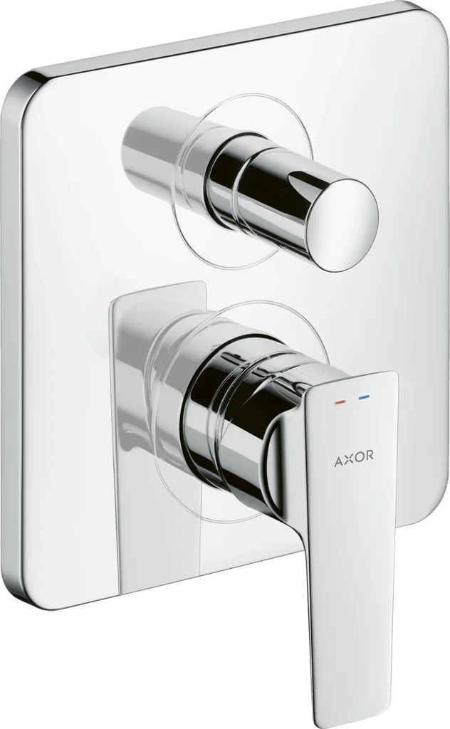 Hansgrohe AXOR Citterio E Einhebel-Wannenmischer Unterputz, Chrom, 2 Verbraucher, Keramikmischsystem, einstellbare Temperaturbegrenzung, automatische Rückstellung, Schalldämpfer, für Durchlauferhitzer geeignet