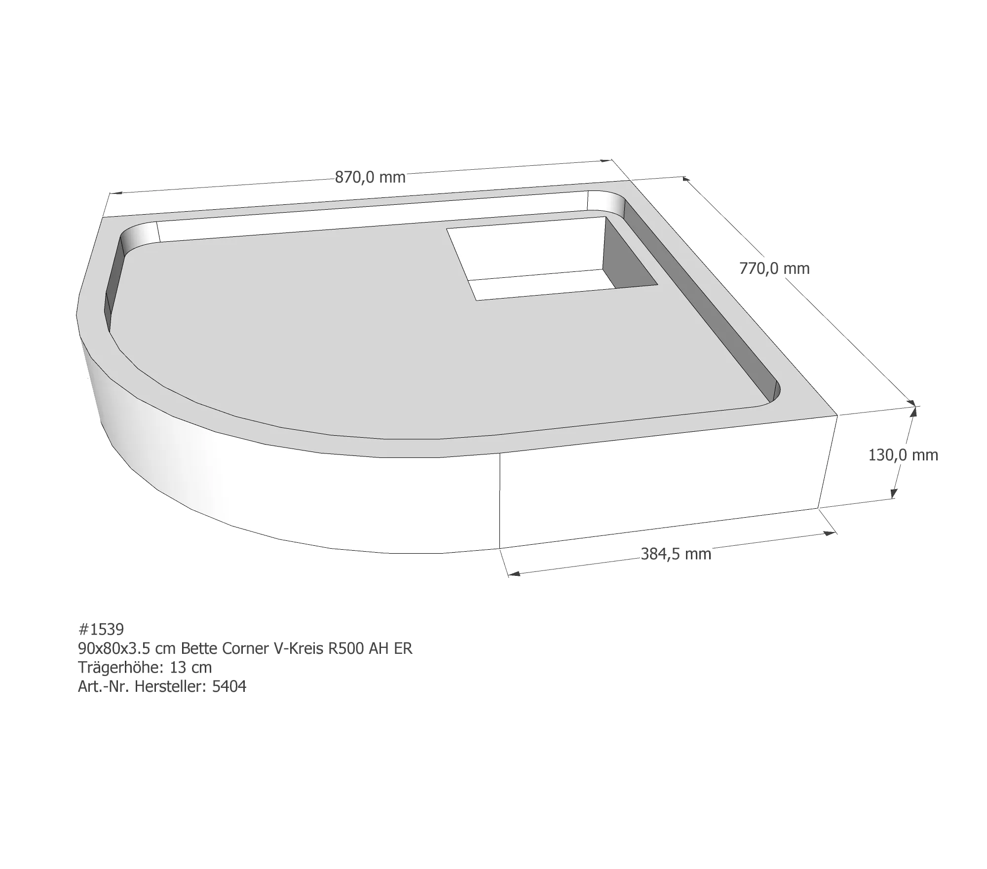 Duschwannenträger für Bette Corner 90 × 80 × 3,5 cm Breite: 80 cm / Länge: 90 cm Duschwannenträger für Bette Corner 90 × 80 × 3,5 cm Breite: 80 cm / Länge: 90 cm