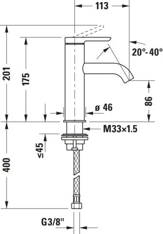 C.1 Einhebel-Waschtischmischer M Höhe 175 Ausladung 113 mm